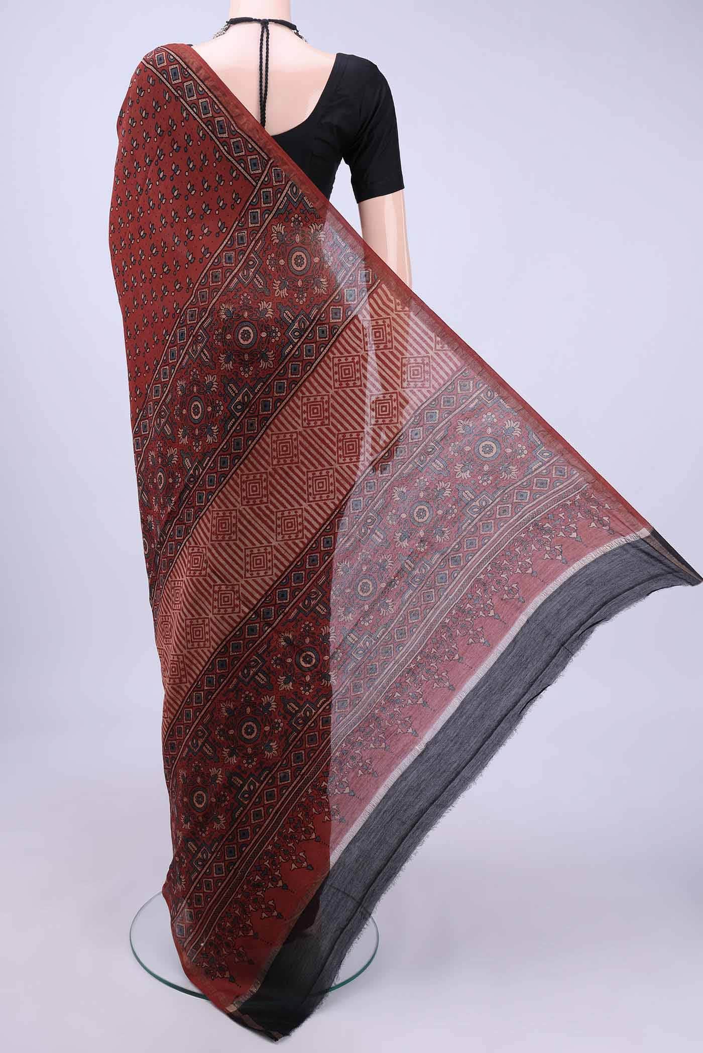 Mustard Chanderi Silk Cotton Saree - Image 2
