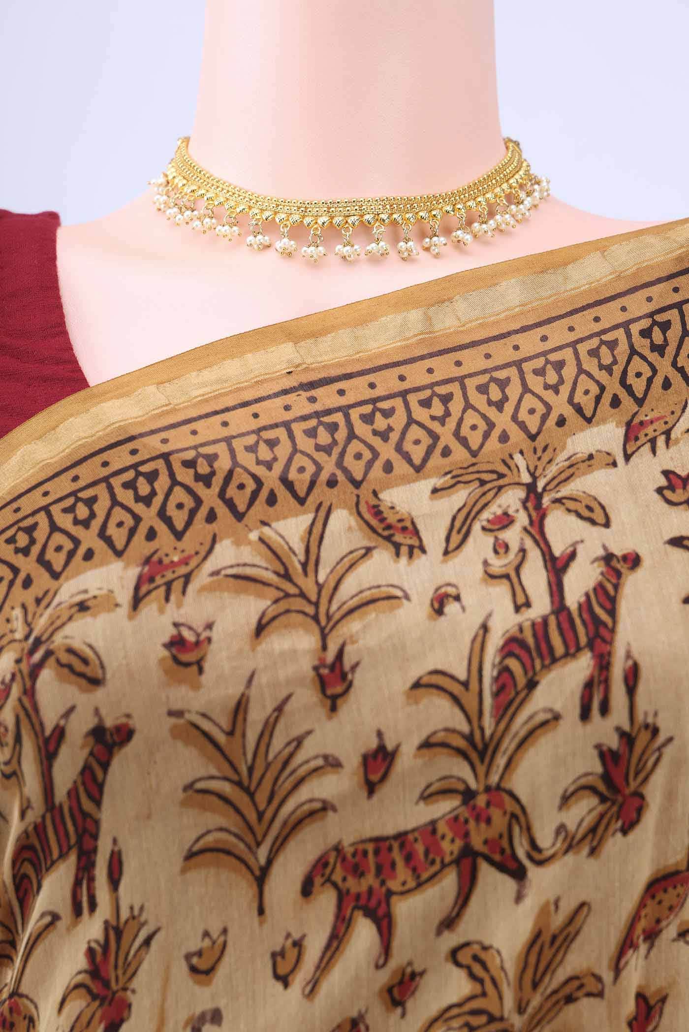 Mustard Chanderi Silk Cotton Saree - Image 3