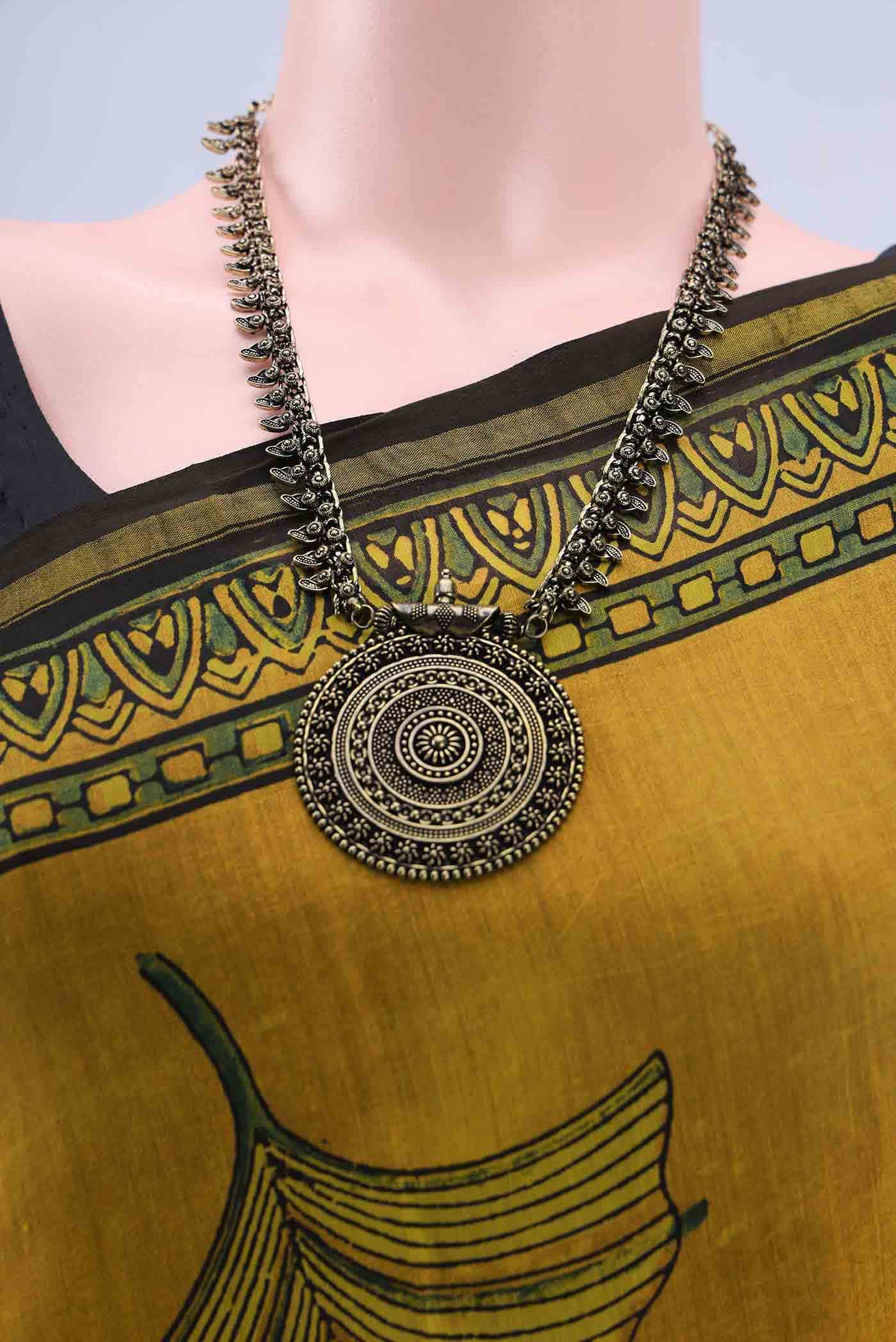 Mustard Chanderi Silk Cotton Saree - Image 3