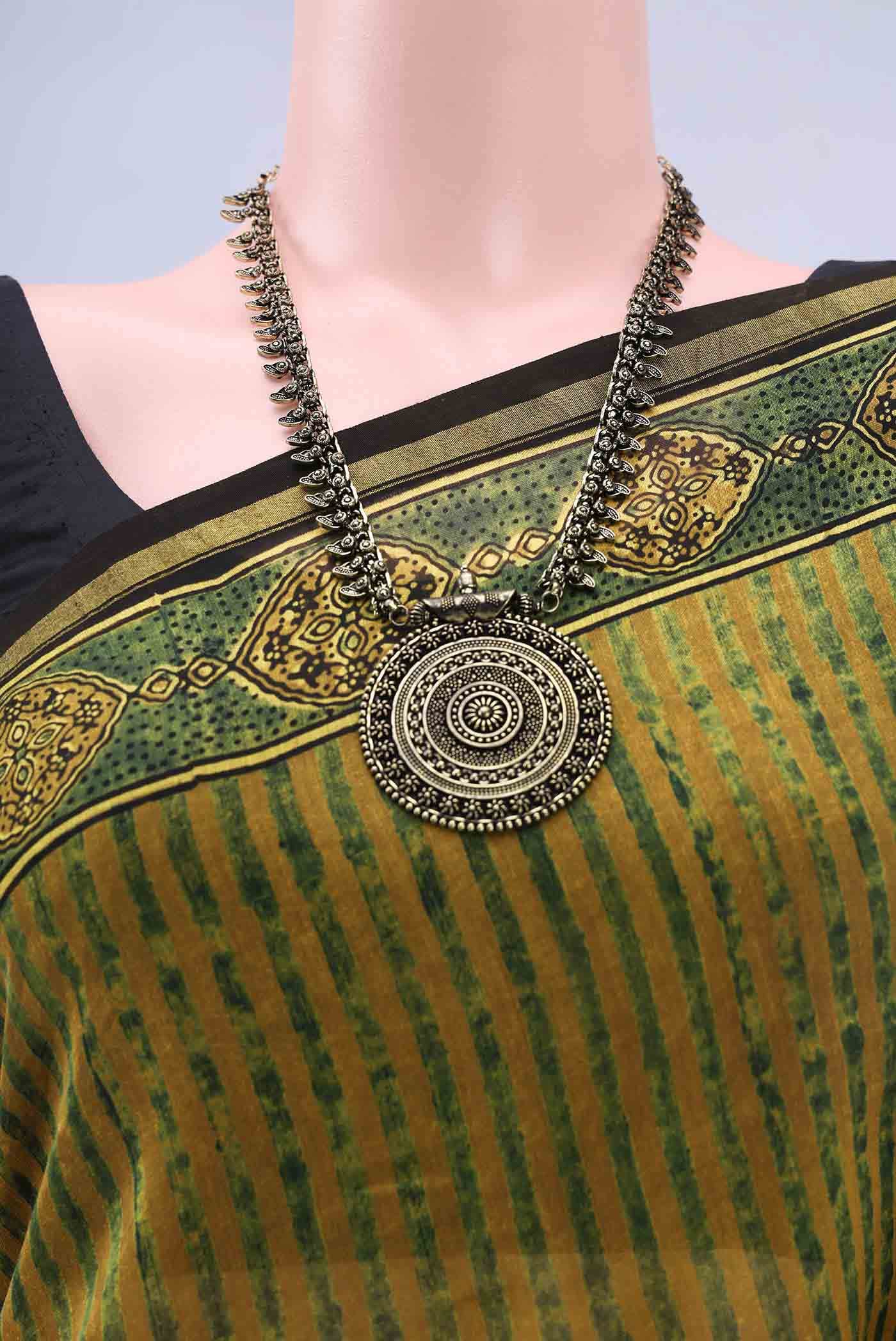 Mustard Chanderi Silk Cotton Saree - Image 3