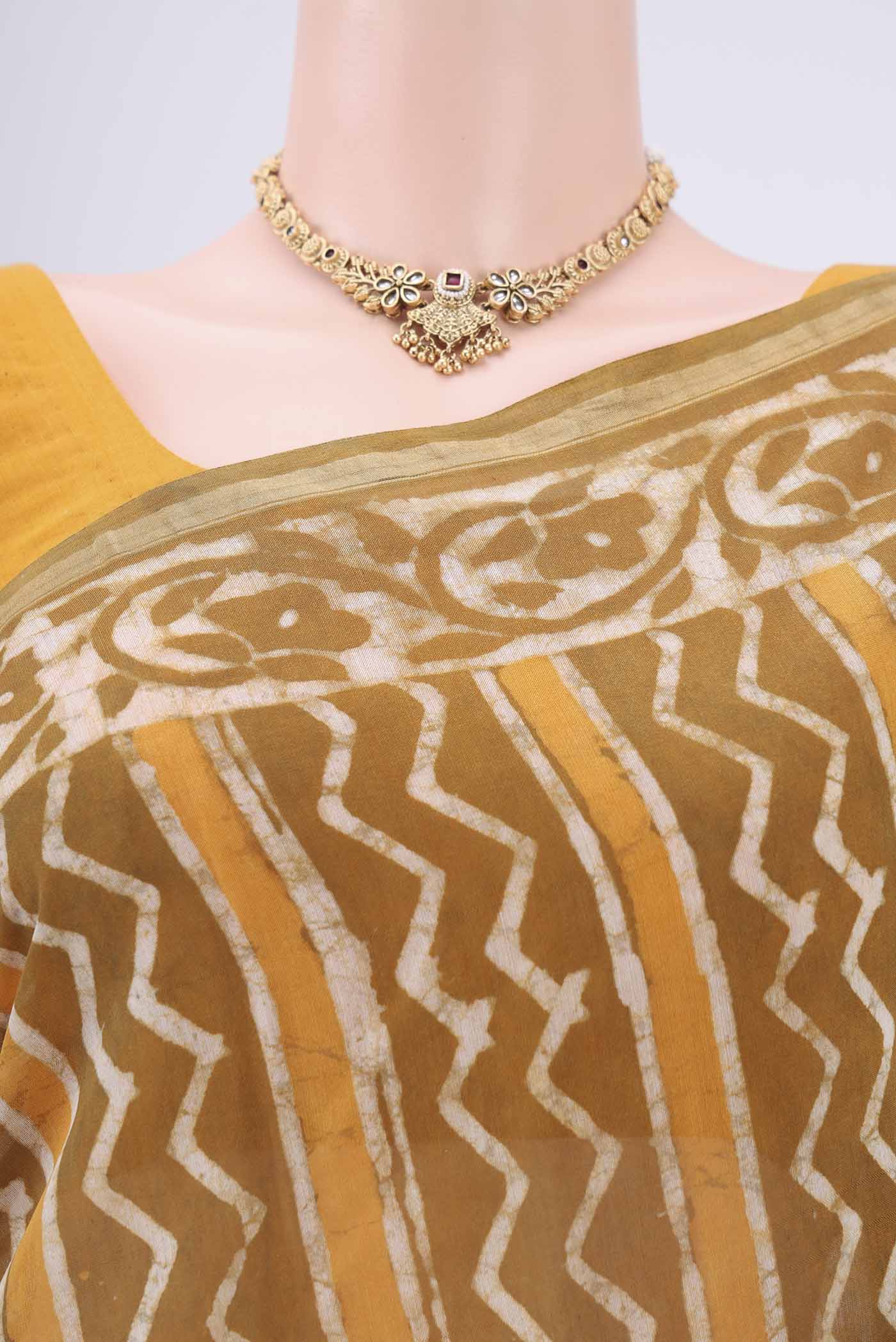 Mustard Chanderi Silk Cotton Saree - Image 2