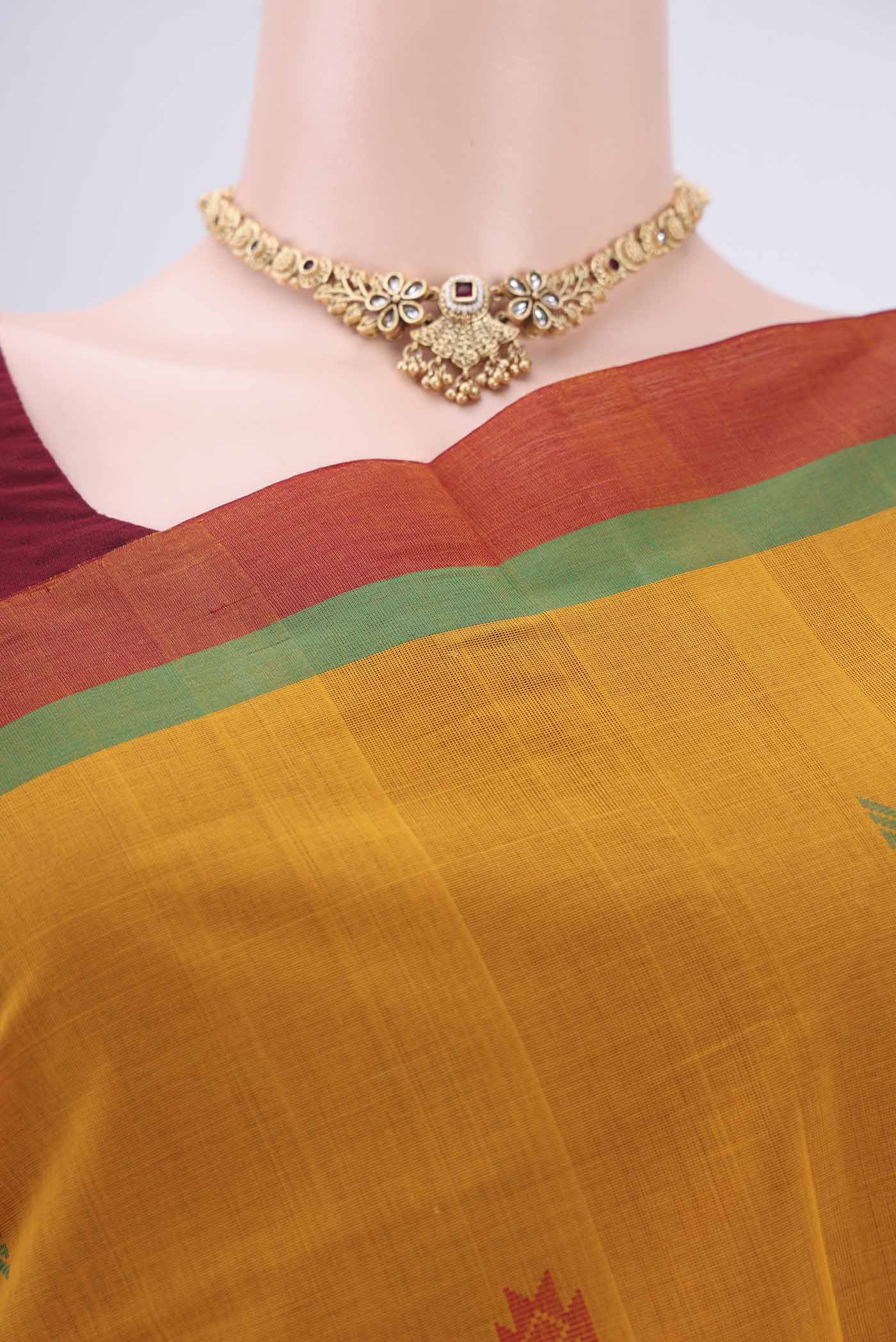 Mustard Coimbatore Cotton Saree - Image 2