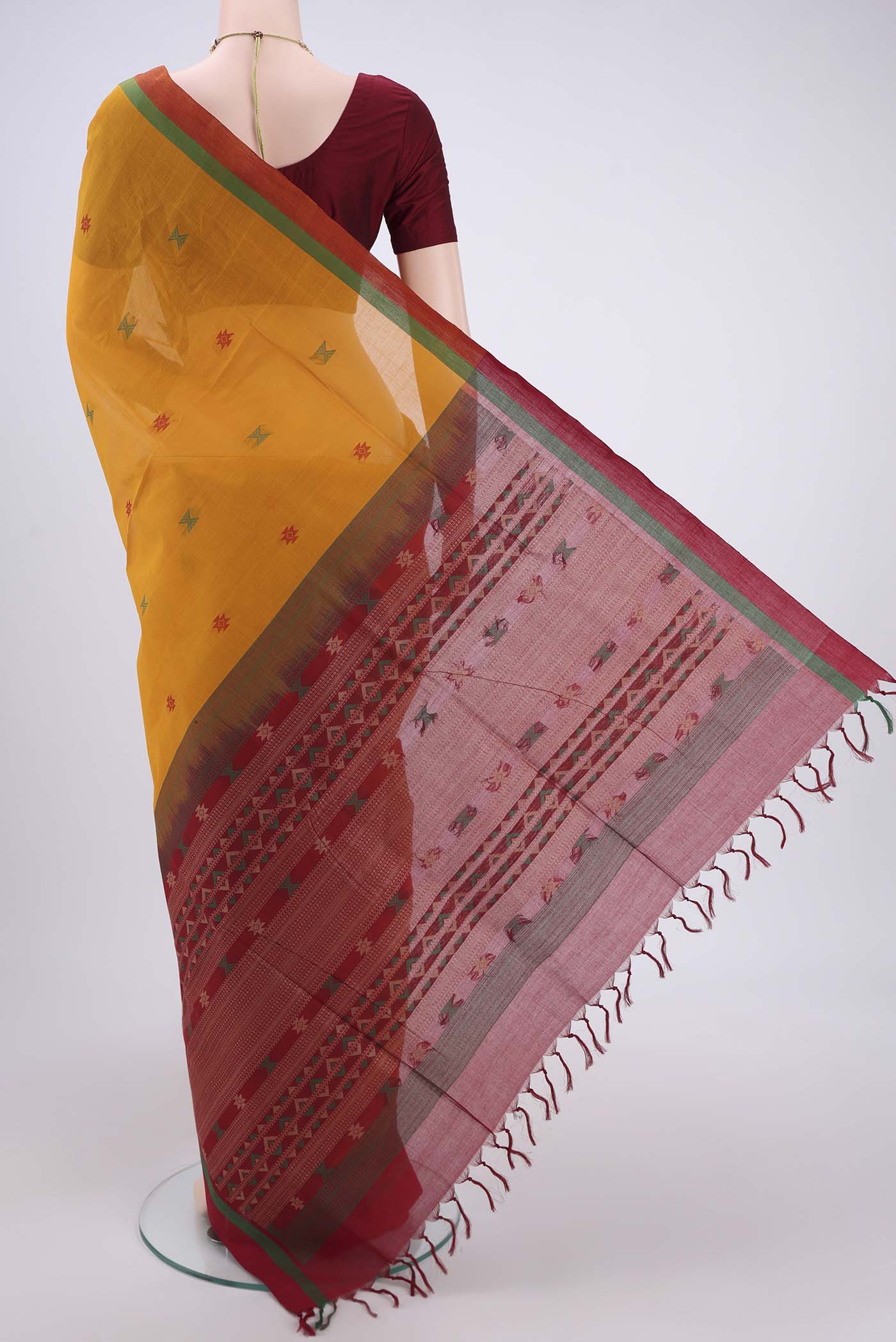 Mustard Coimbatore Cotton Saree - Image 3