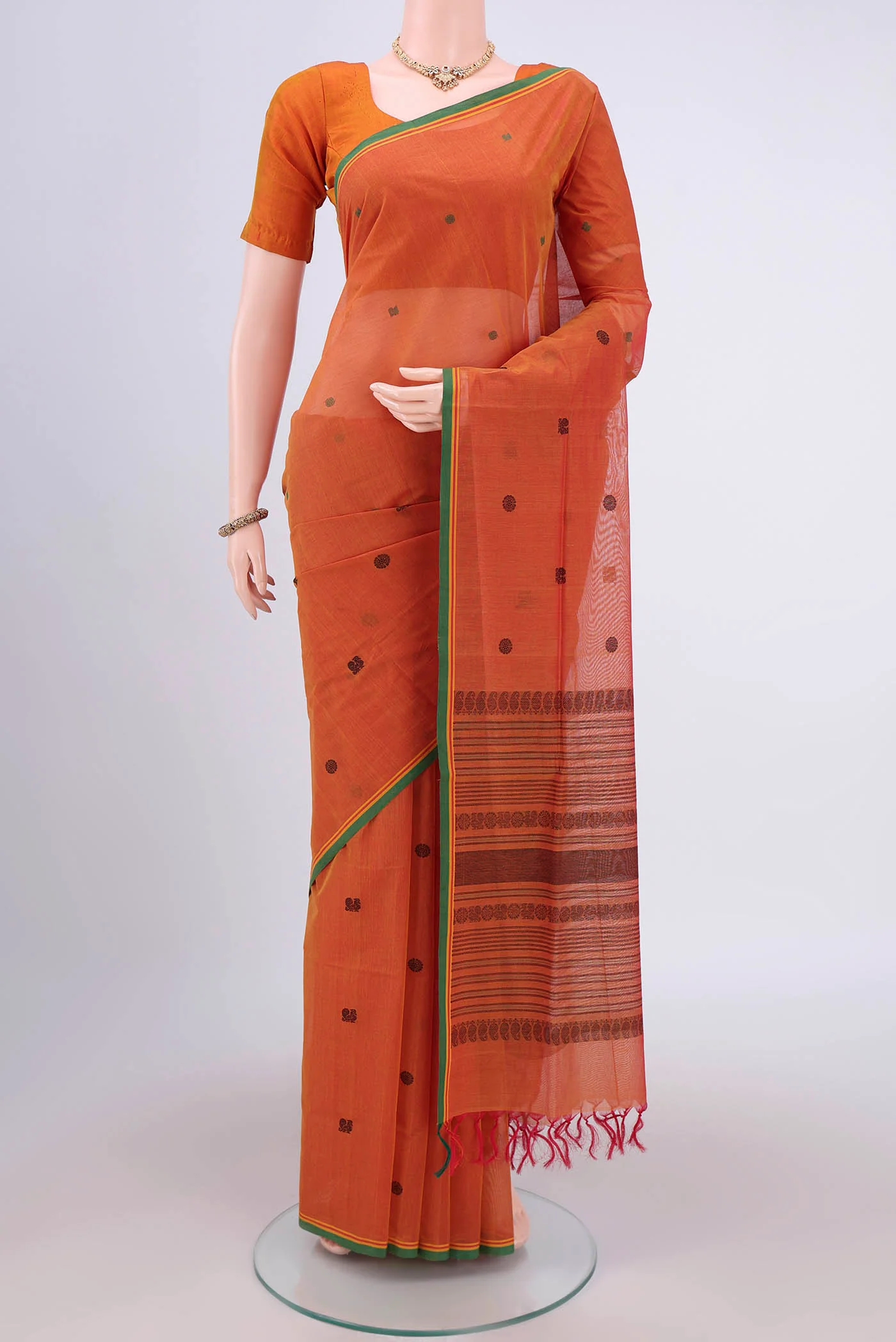 Rust Coimbatore Cotton Saree