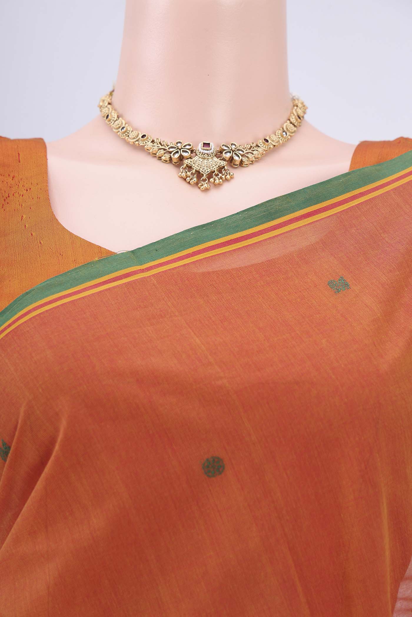 Rust Coimbatore Cotton Saree - Image 2