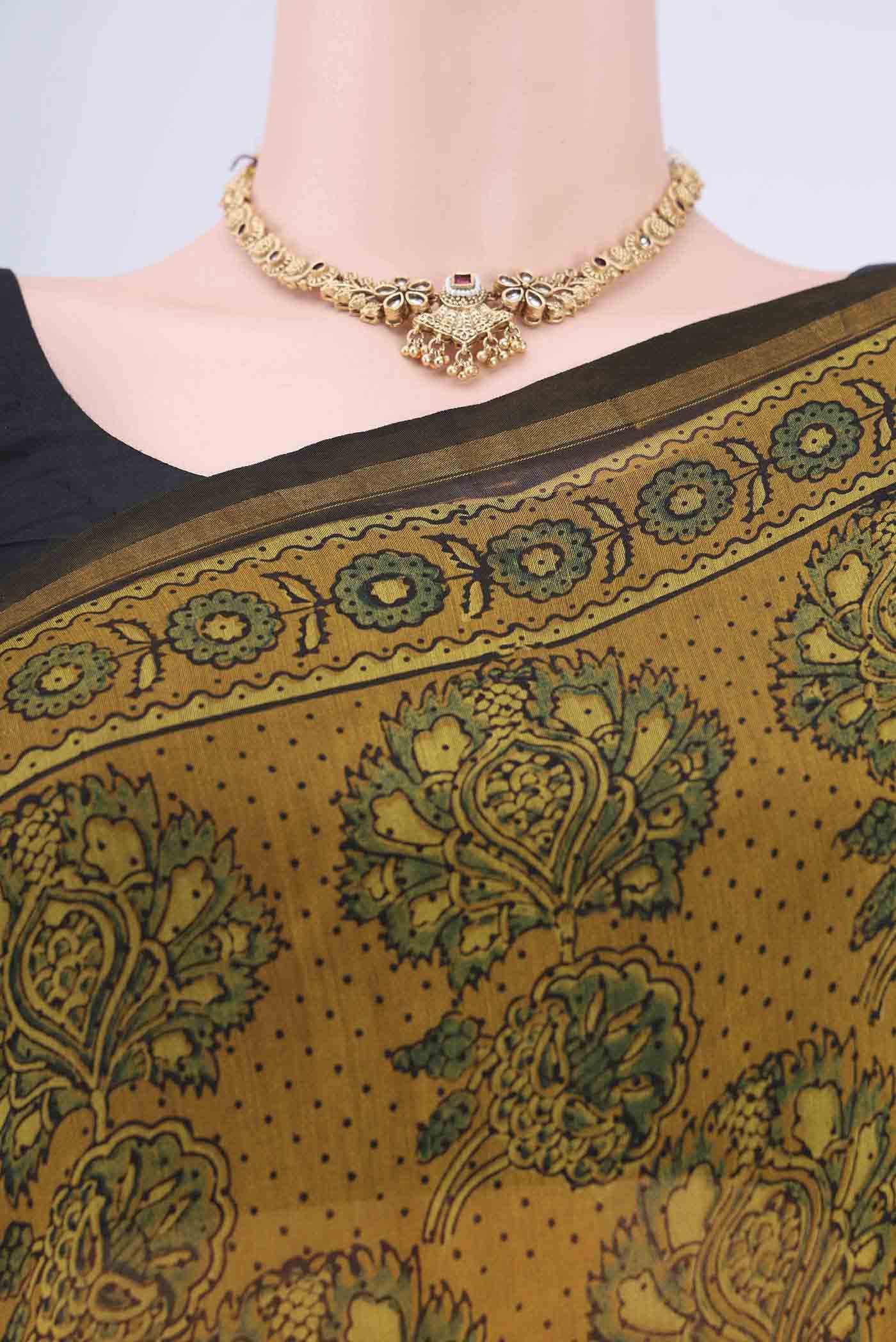 Mustard Cotton Saree - Image 2