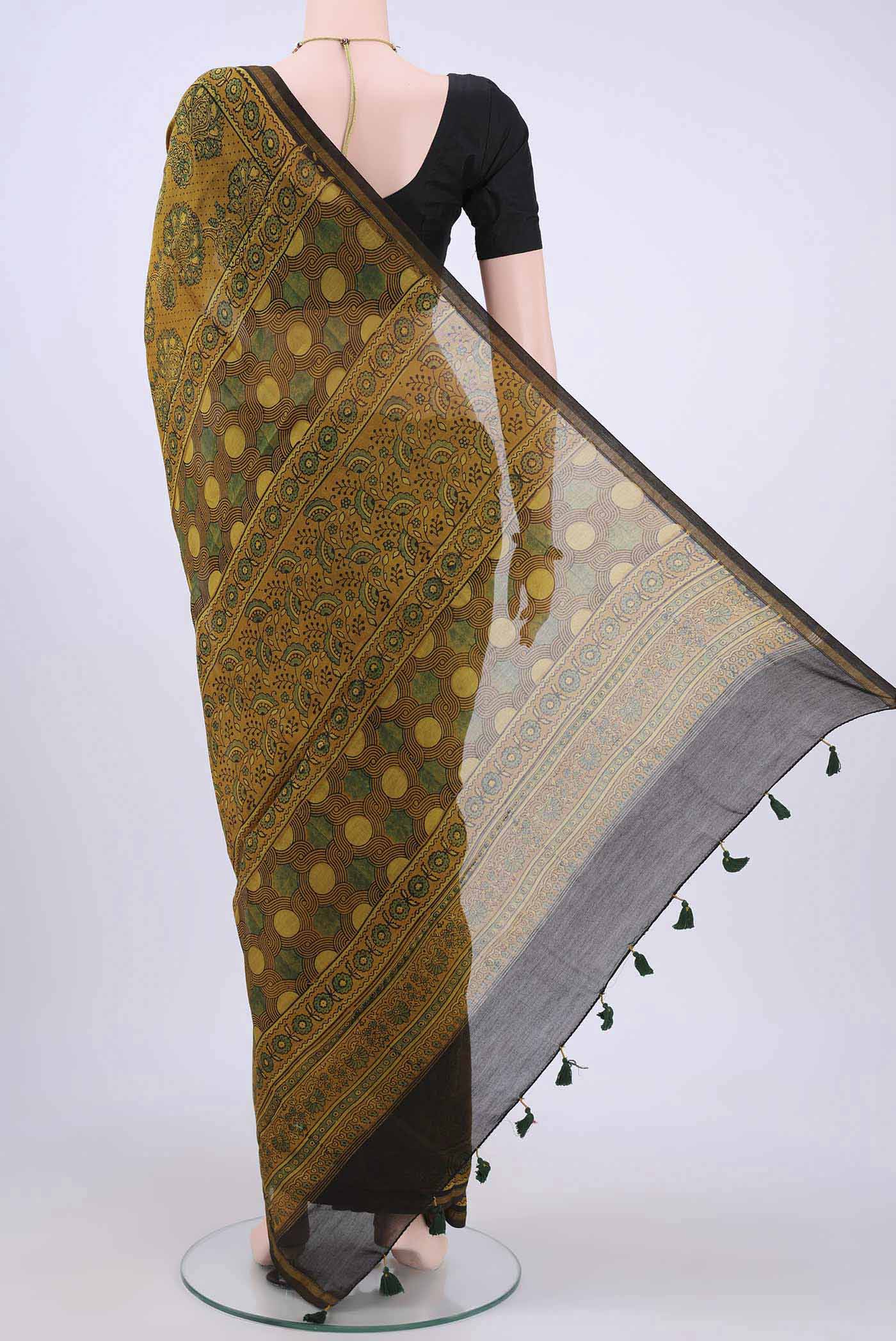 Mustard Cotton Saree - Image 3