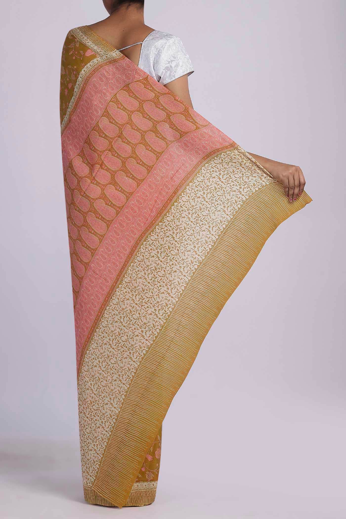 Mustard Crepe Saree - Image 2