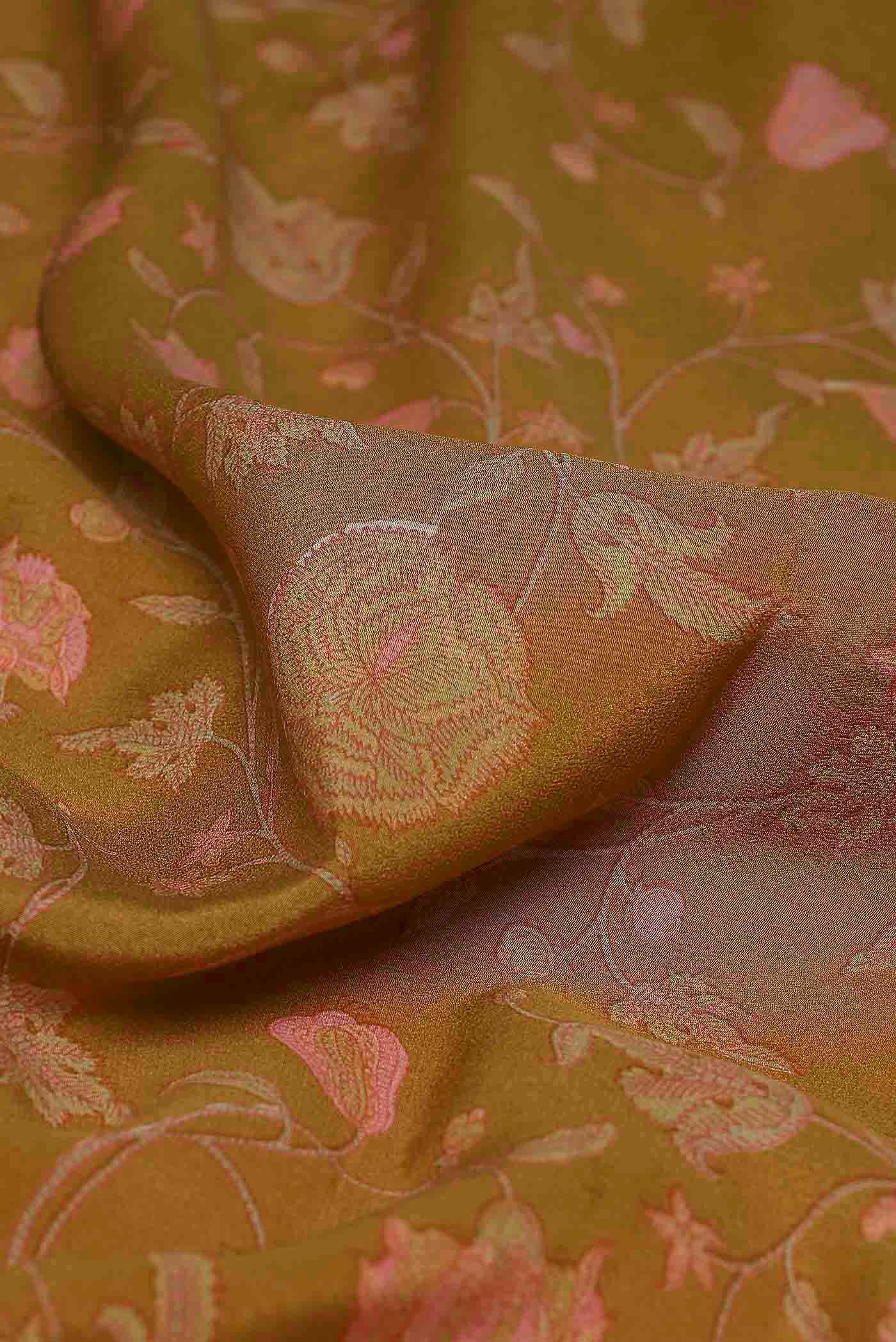 Mustard Crepe Saree - Image 3