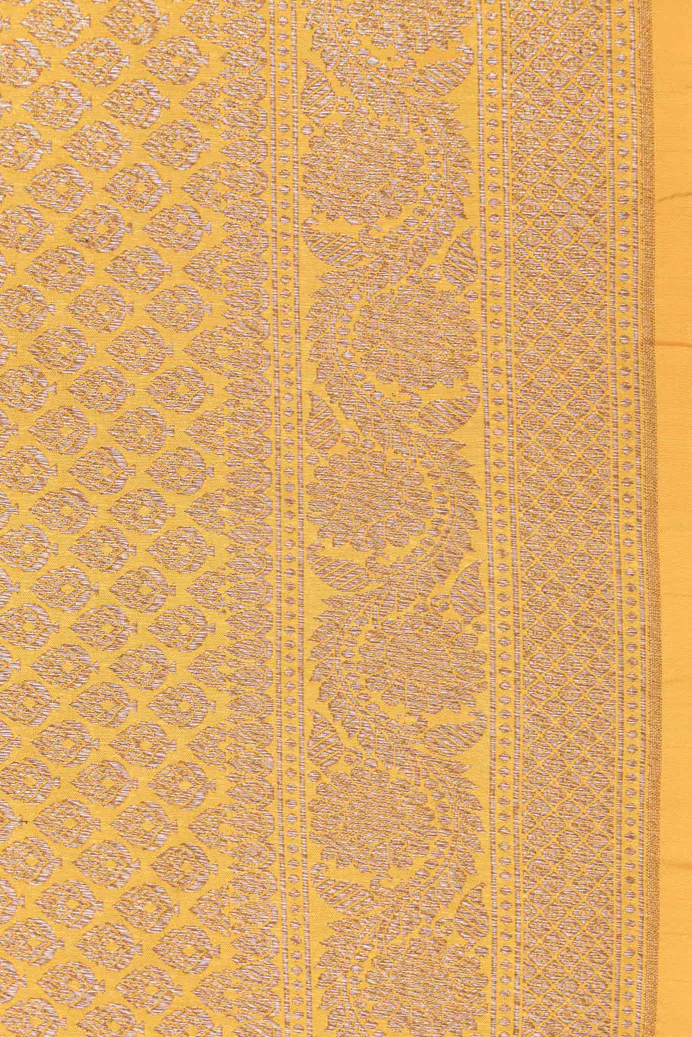Mustard Dual Tone Banarasi Silk Saree - Image 3