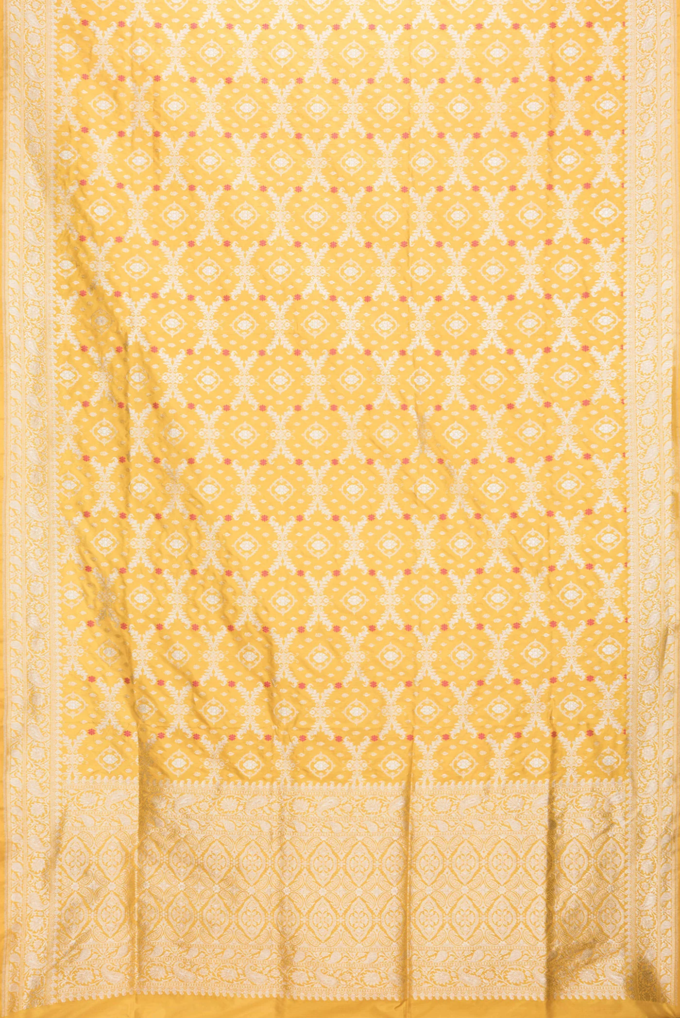 Yellow Dual Tone Banarasi Silk Saree - Image 6