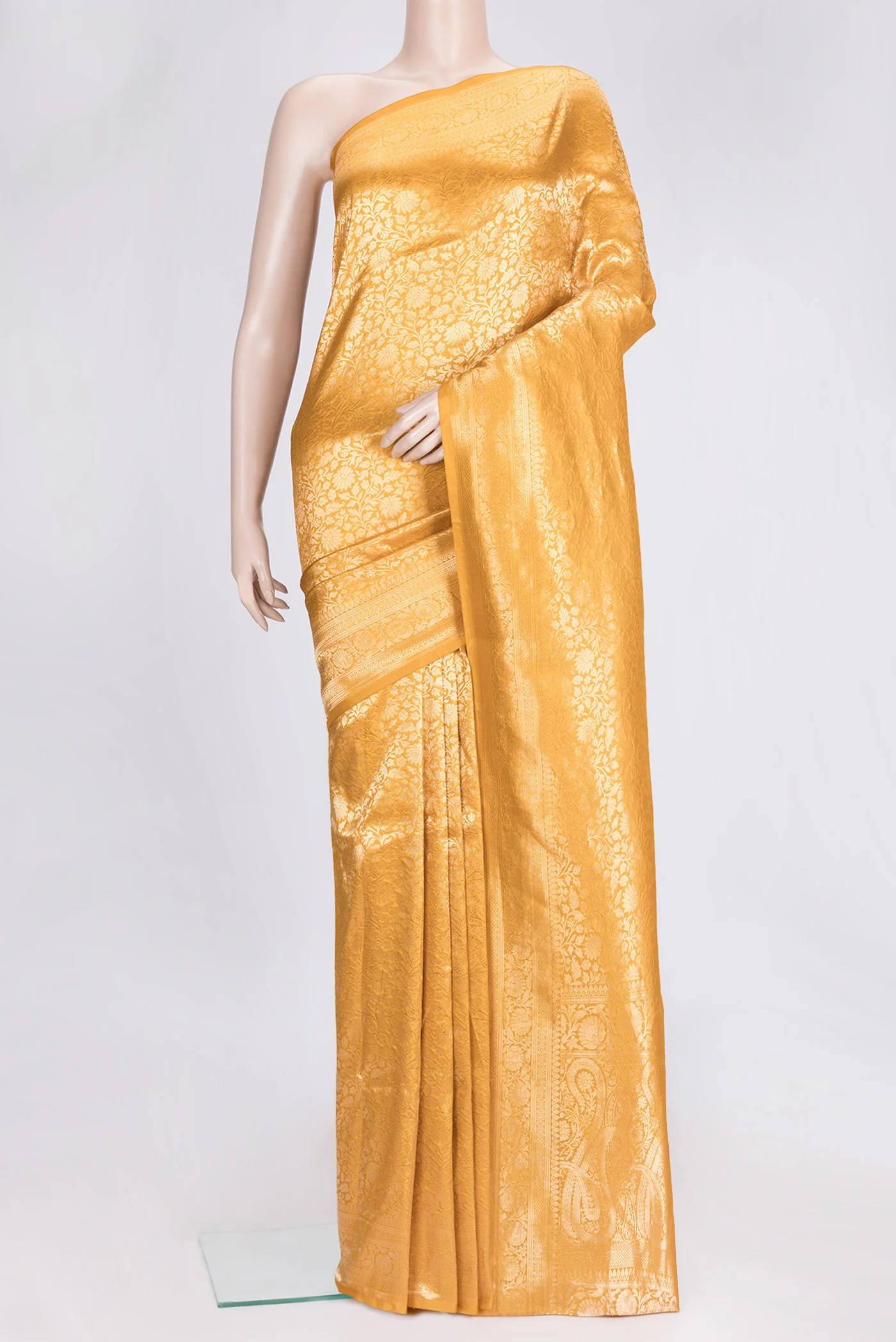 Mustard Banarasi Silk Saree