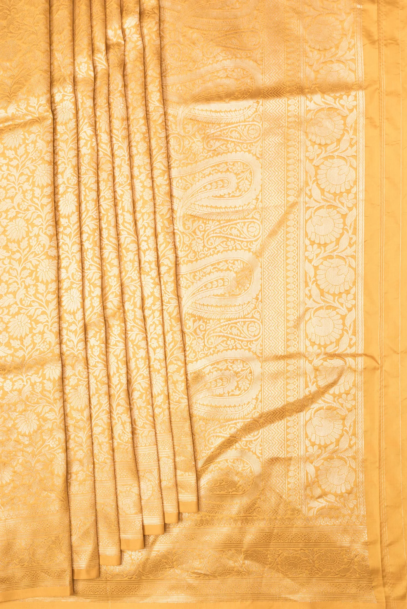 Mustard Banarasi Silk Saree - Image 4
