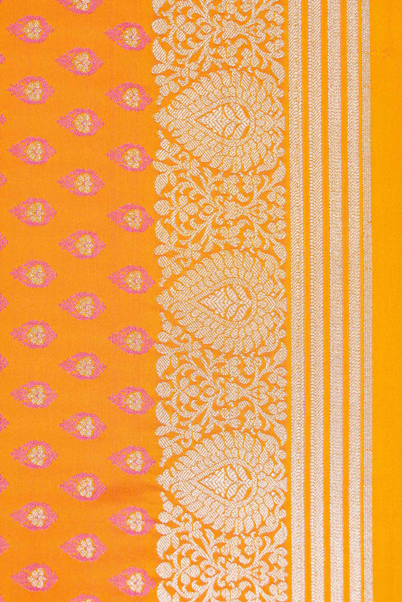 Mustard Blended Banarasi Silk Saree - Image 3