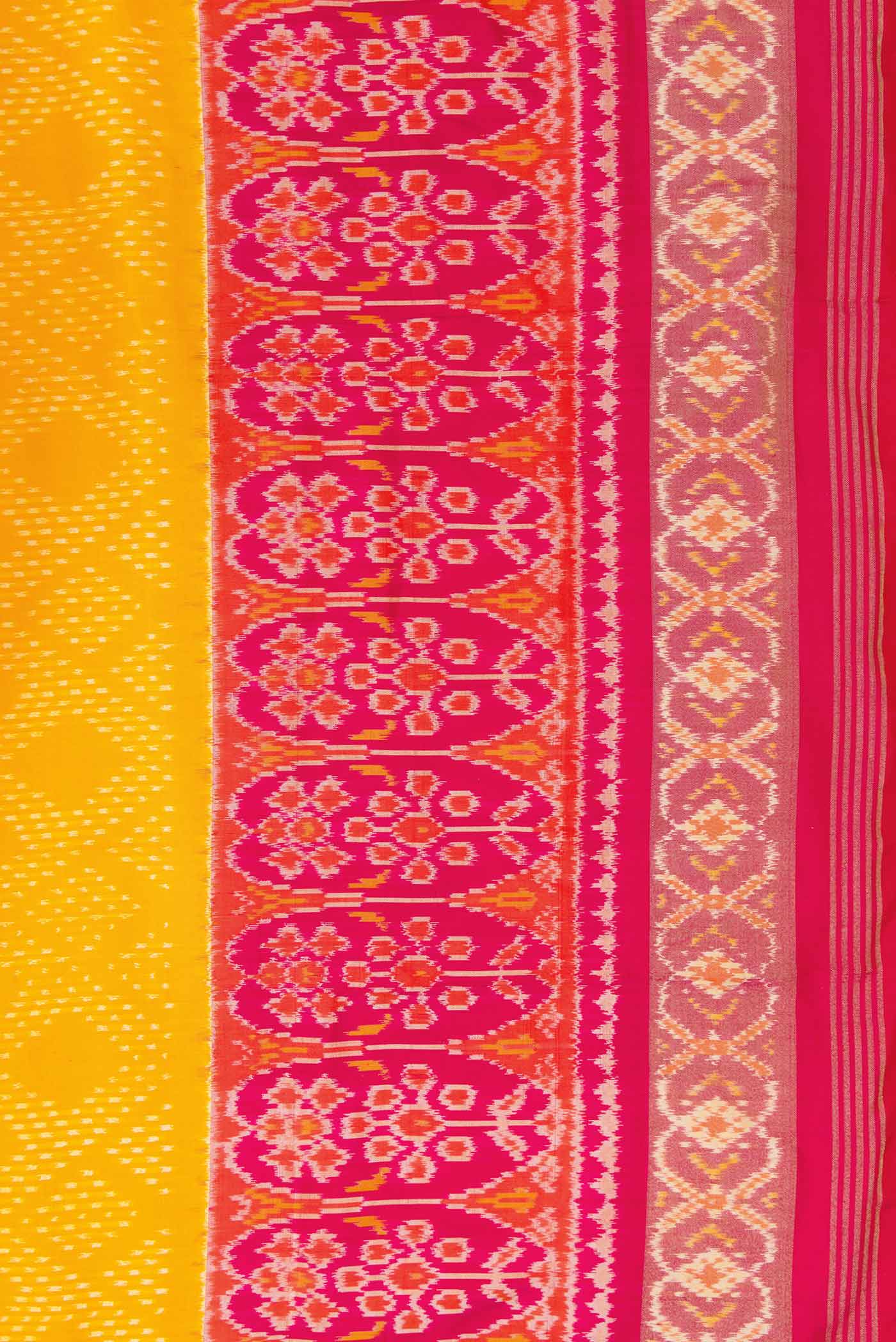 Yellow Pochampally Silk Saree - Image 3