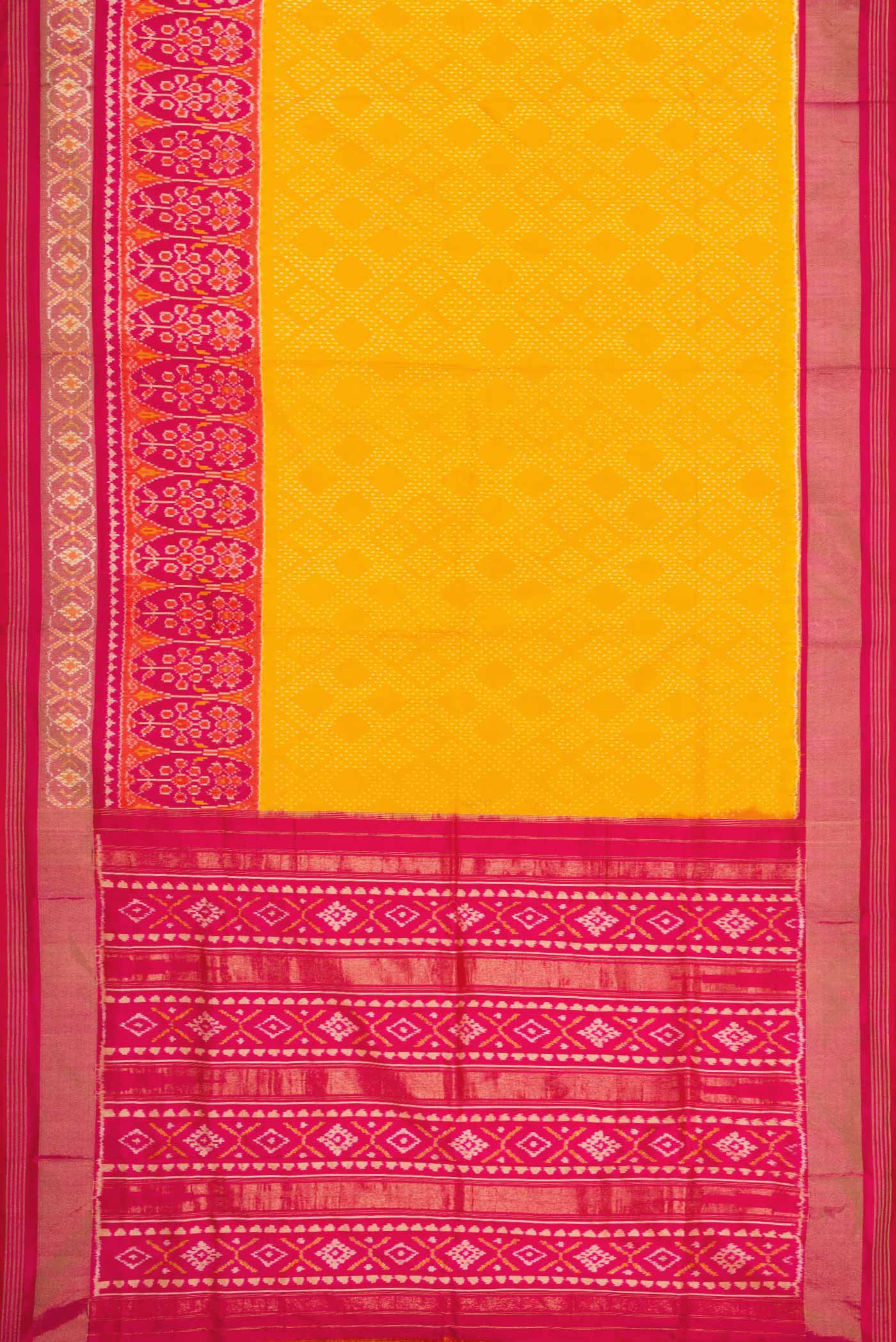 Yellow Pochampally Silk Saree - Image 6
