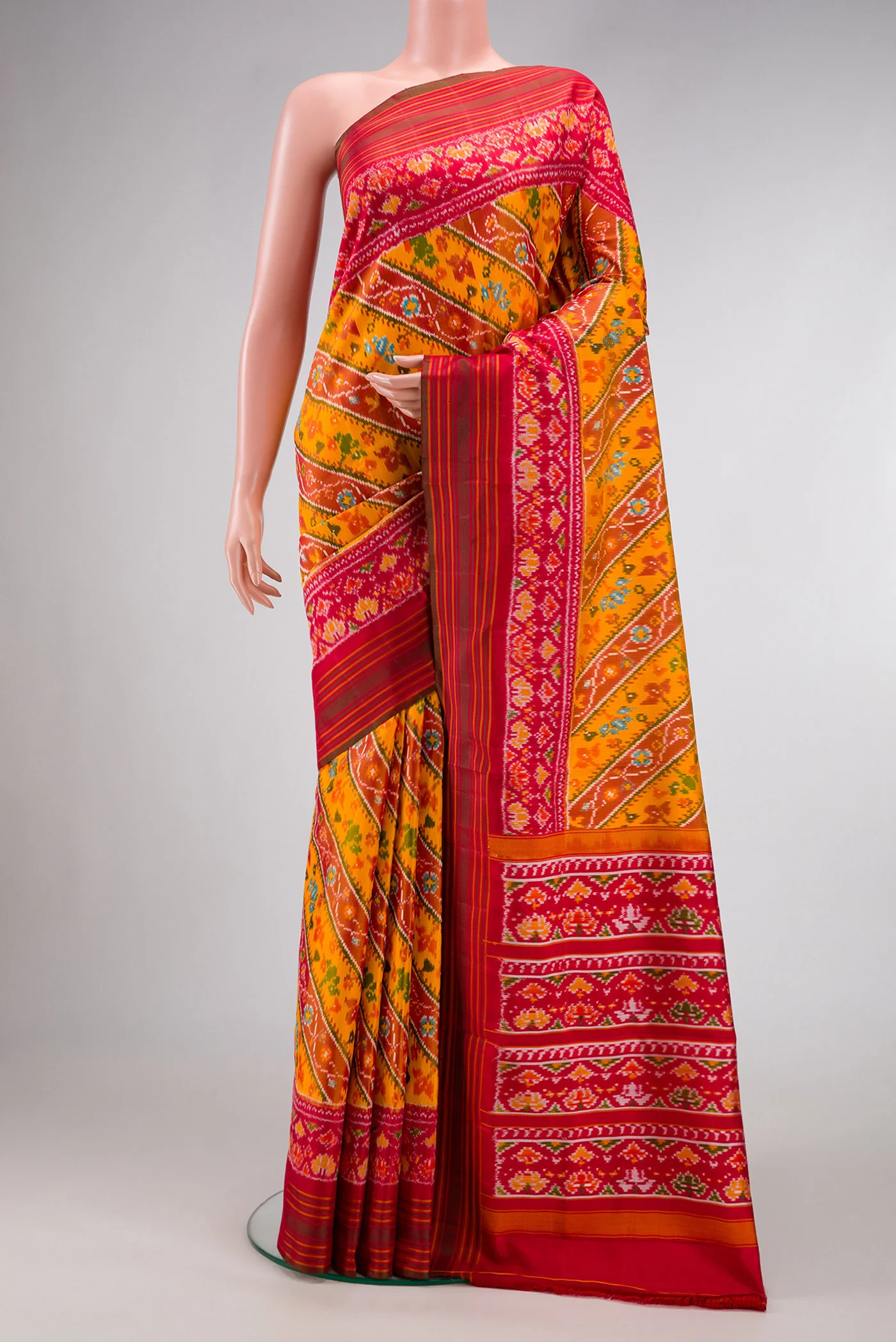 Yellow Double Ikat Saree