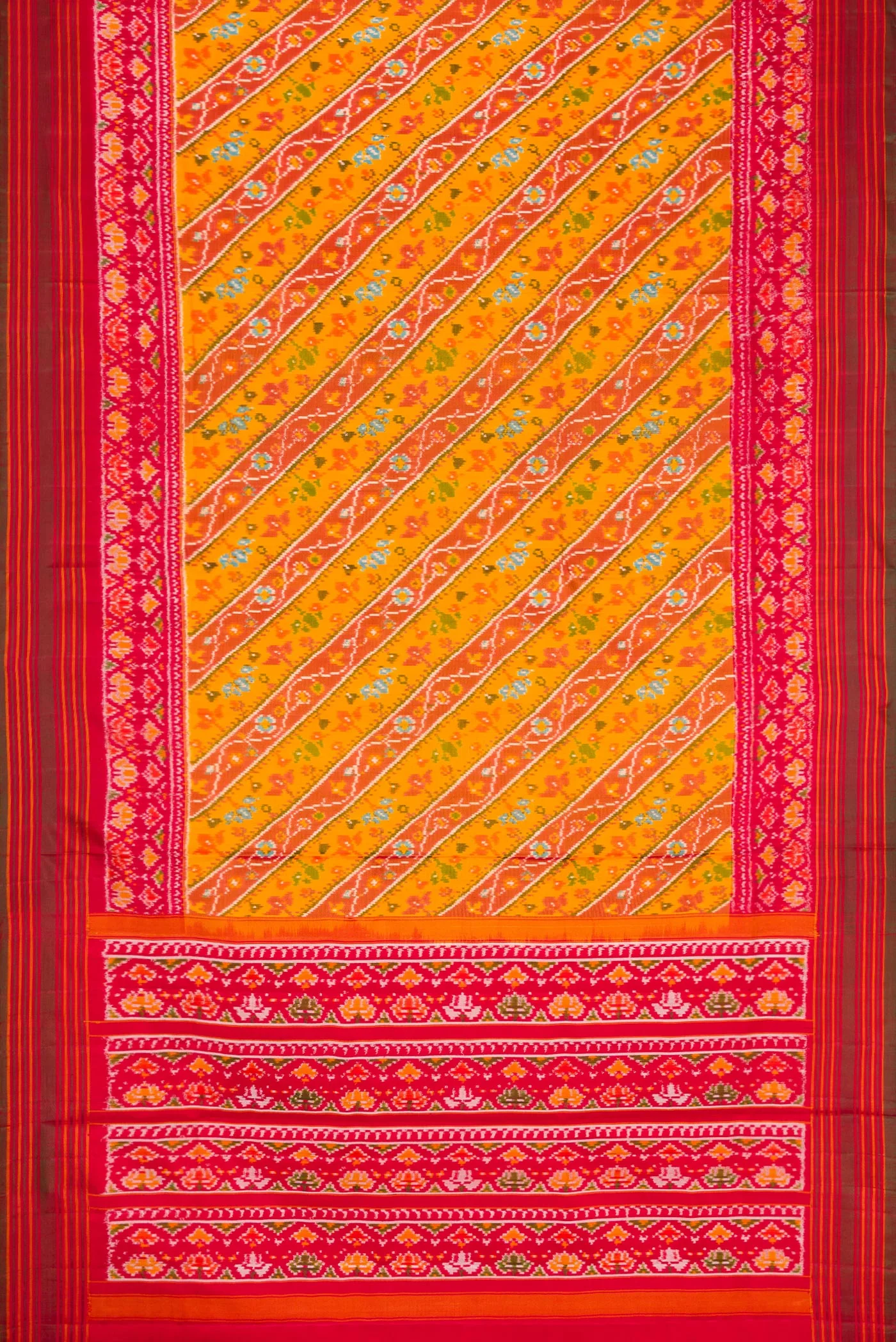 Yellow Double Ikat Saree - Image 6