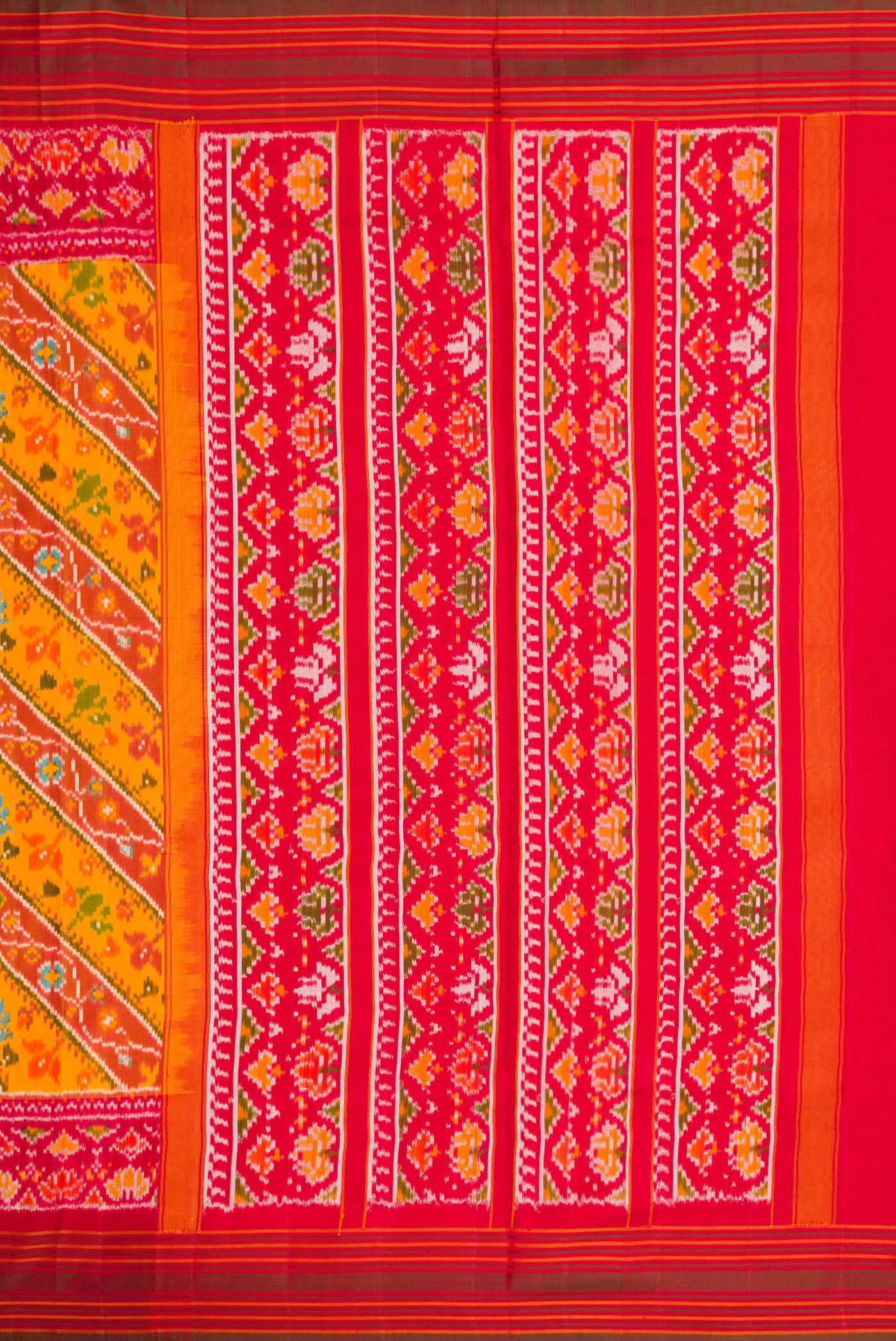 Yellow Double Ikat Saree - Image 7