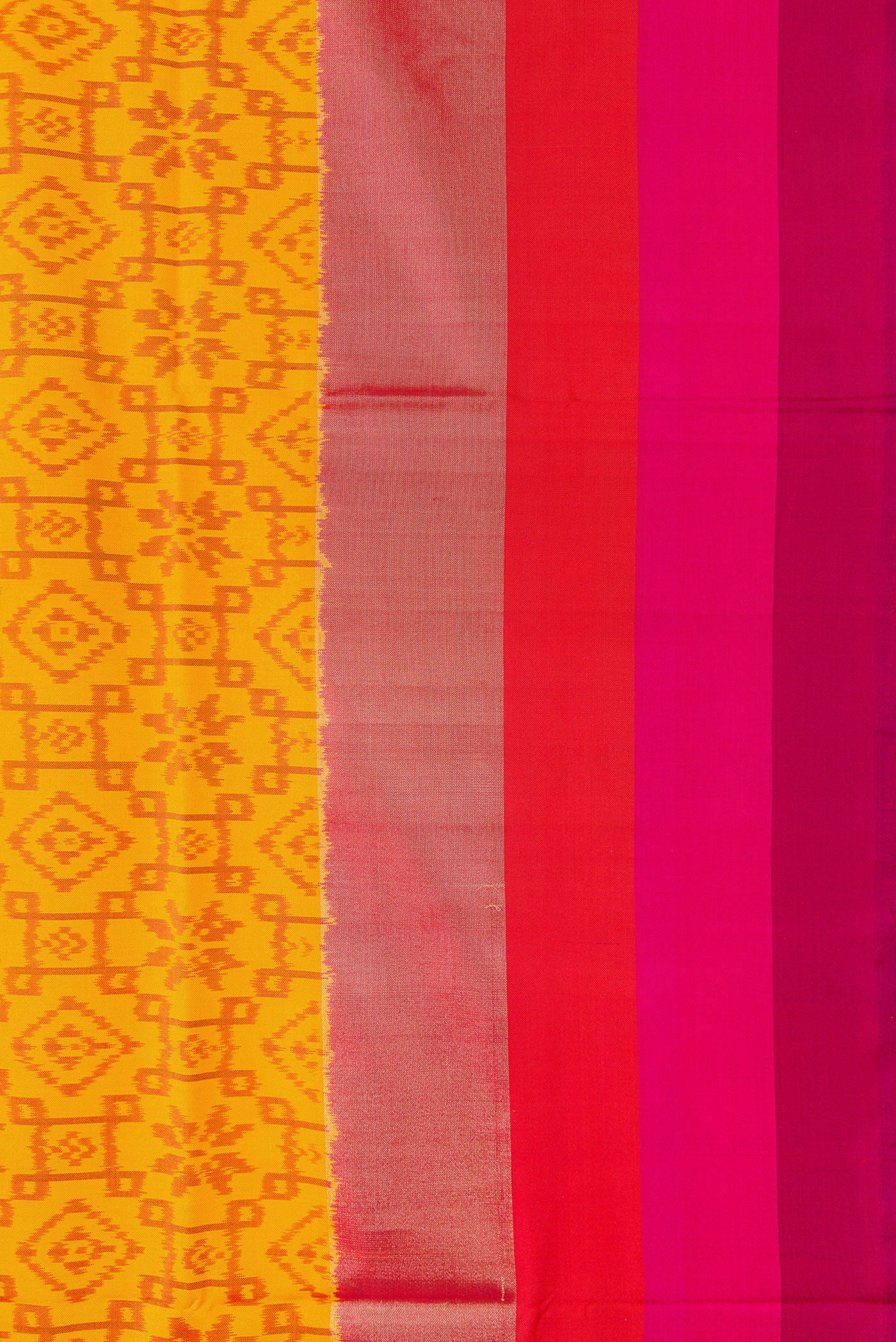 Mustard Pochampally Silk Saree - Image 3