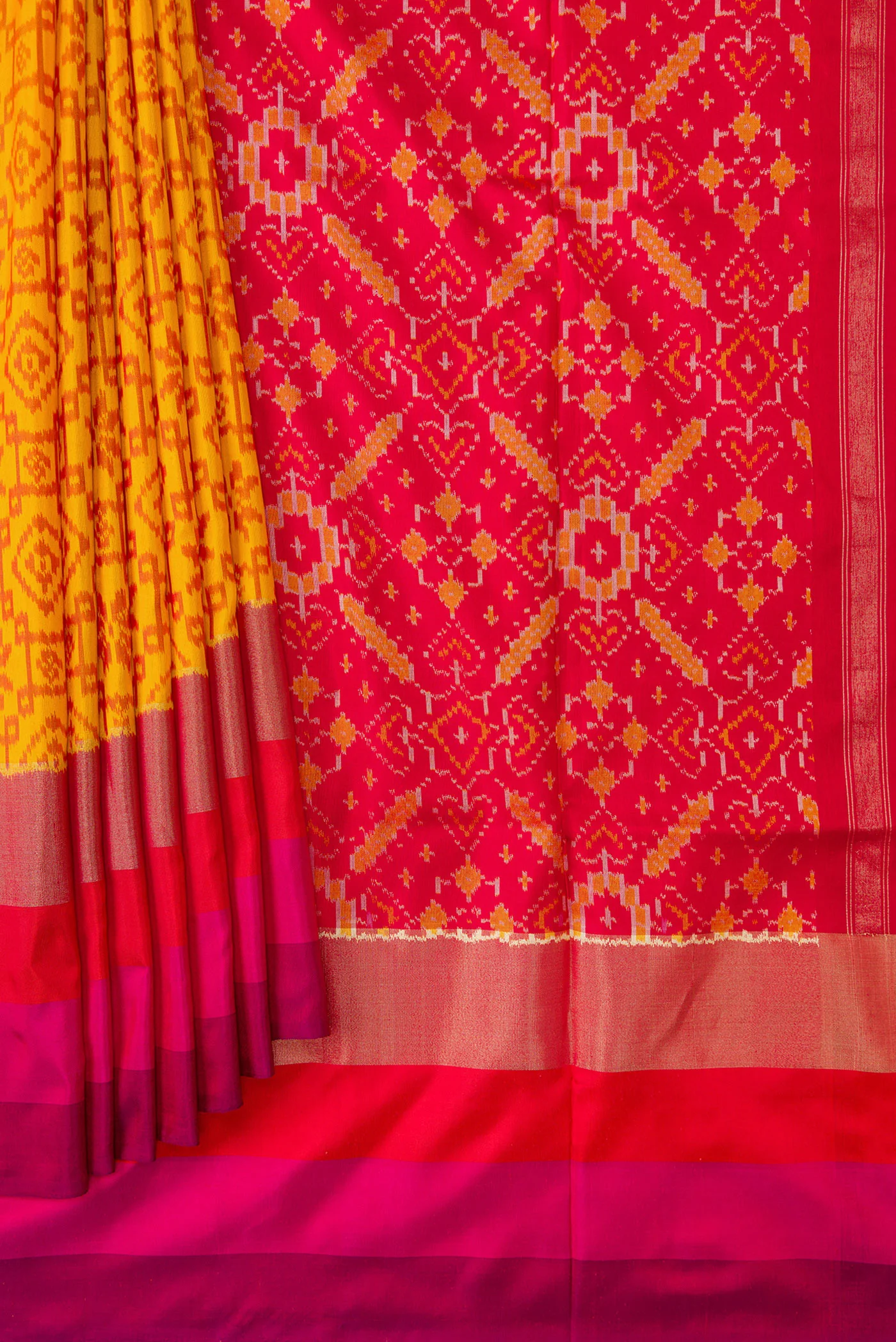 Mustard Pochampally Silk Saree - Image 4
