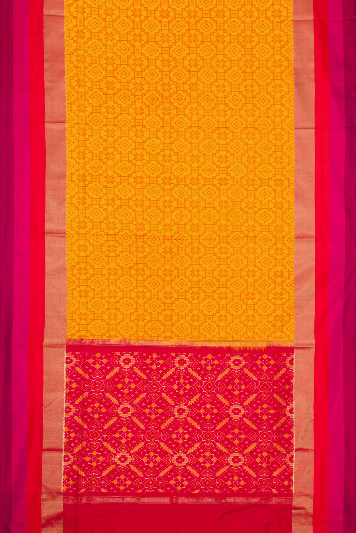 Mustard Pochampally Silk Saree - Image 6