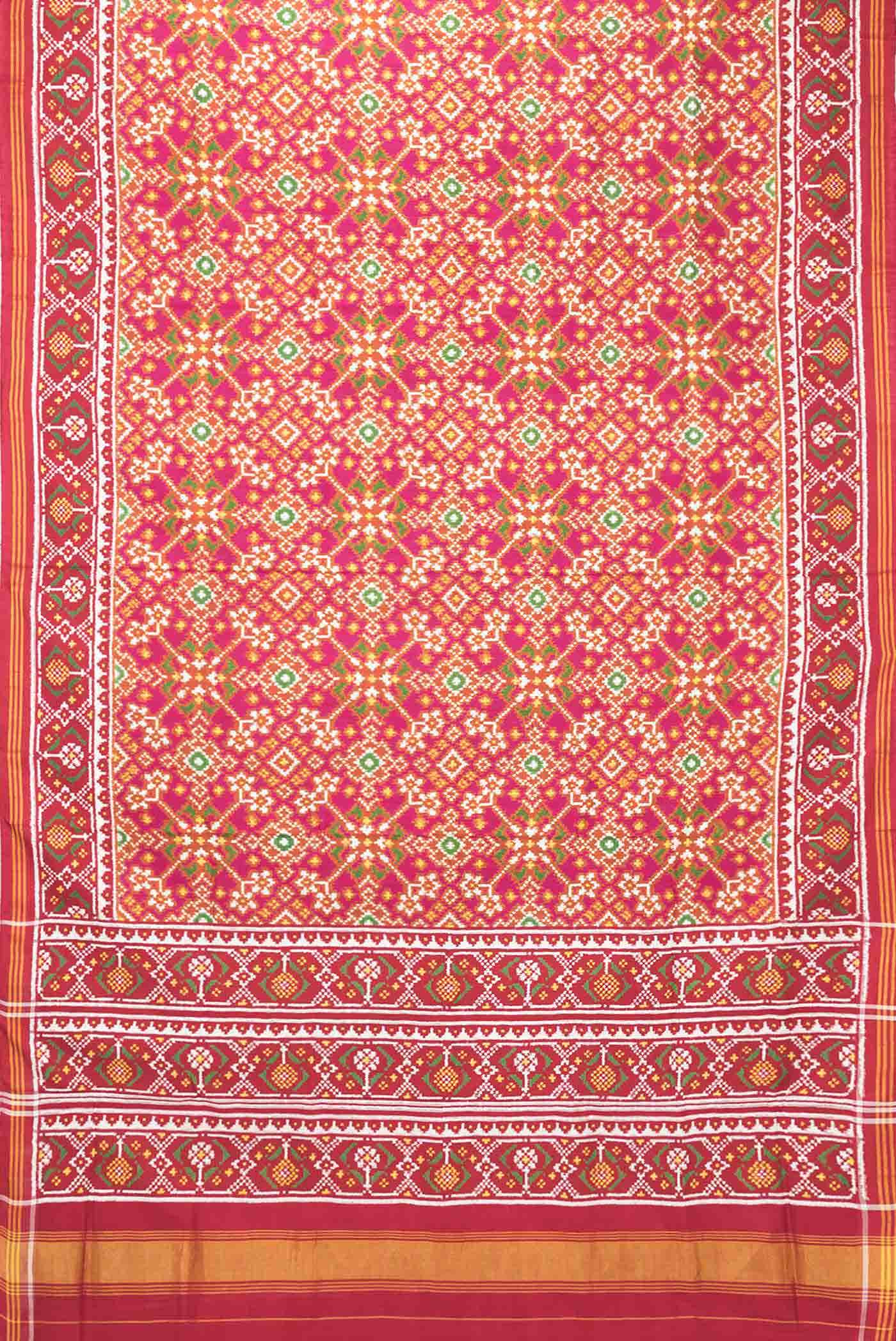 Pure Silk Pure Zari Mustard Dual Tone Double Ikat Saree - Image 4