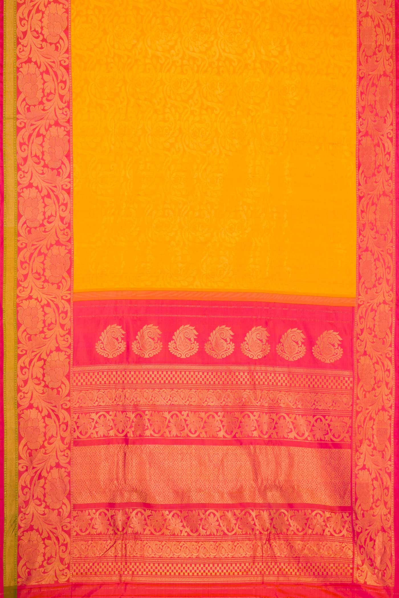 Mustard Dual Tone Gadwal Silk Saree - Image 6