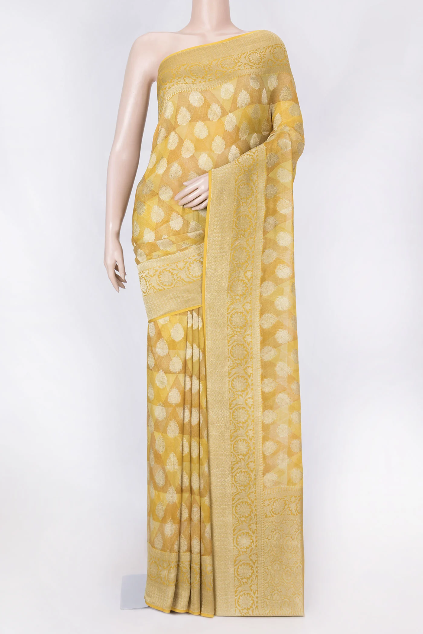 Mustard Dual Tone Georgette Saree