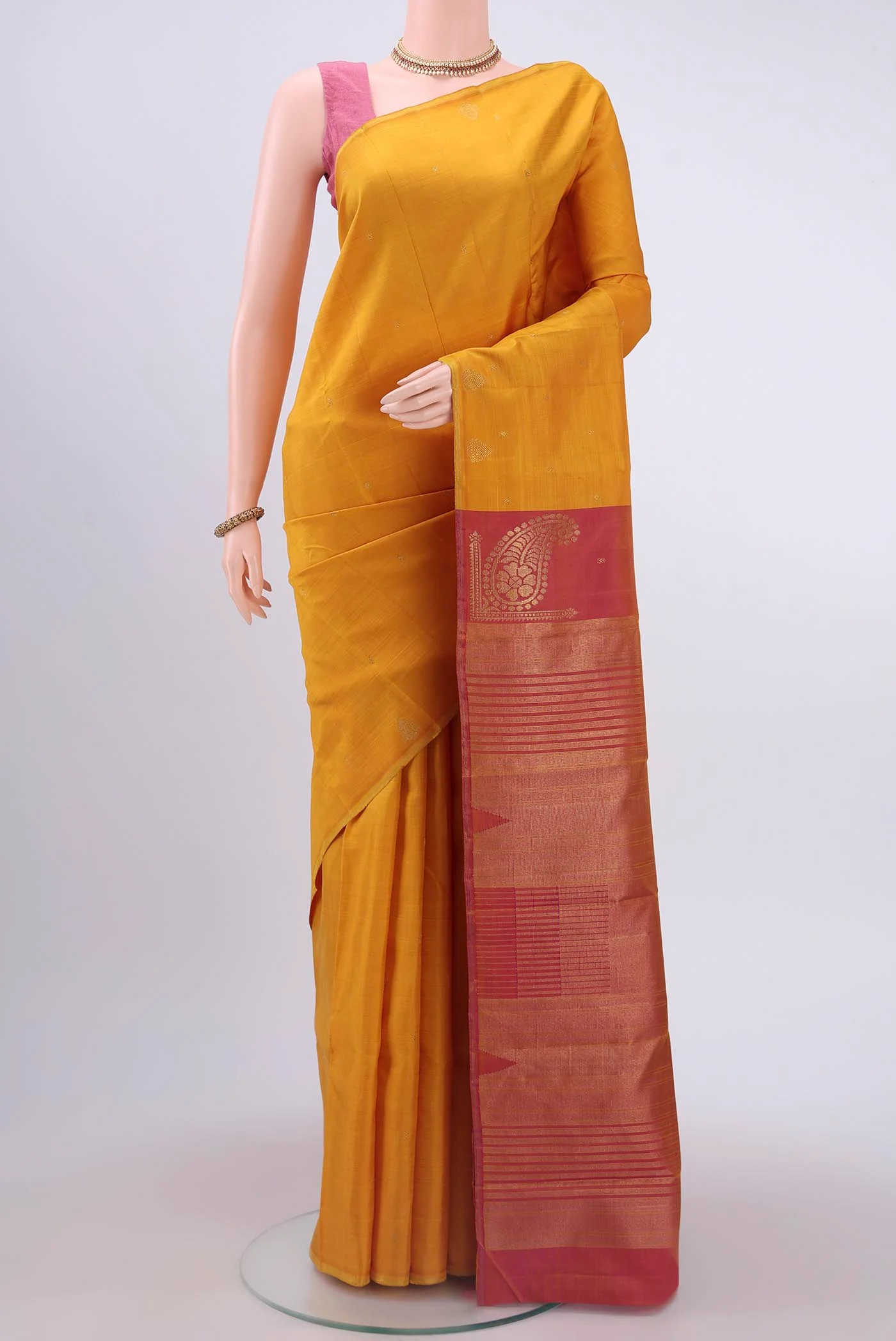 Mustard Dual Tone Kanchipuram Saree