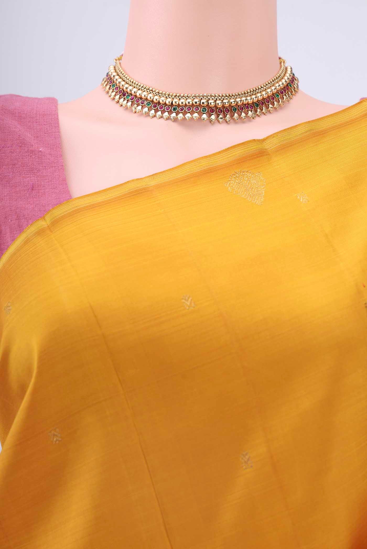 Mustard Dual Tone Kanchipuram Saree - Image 2