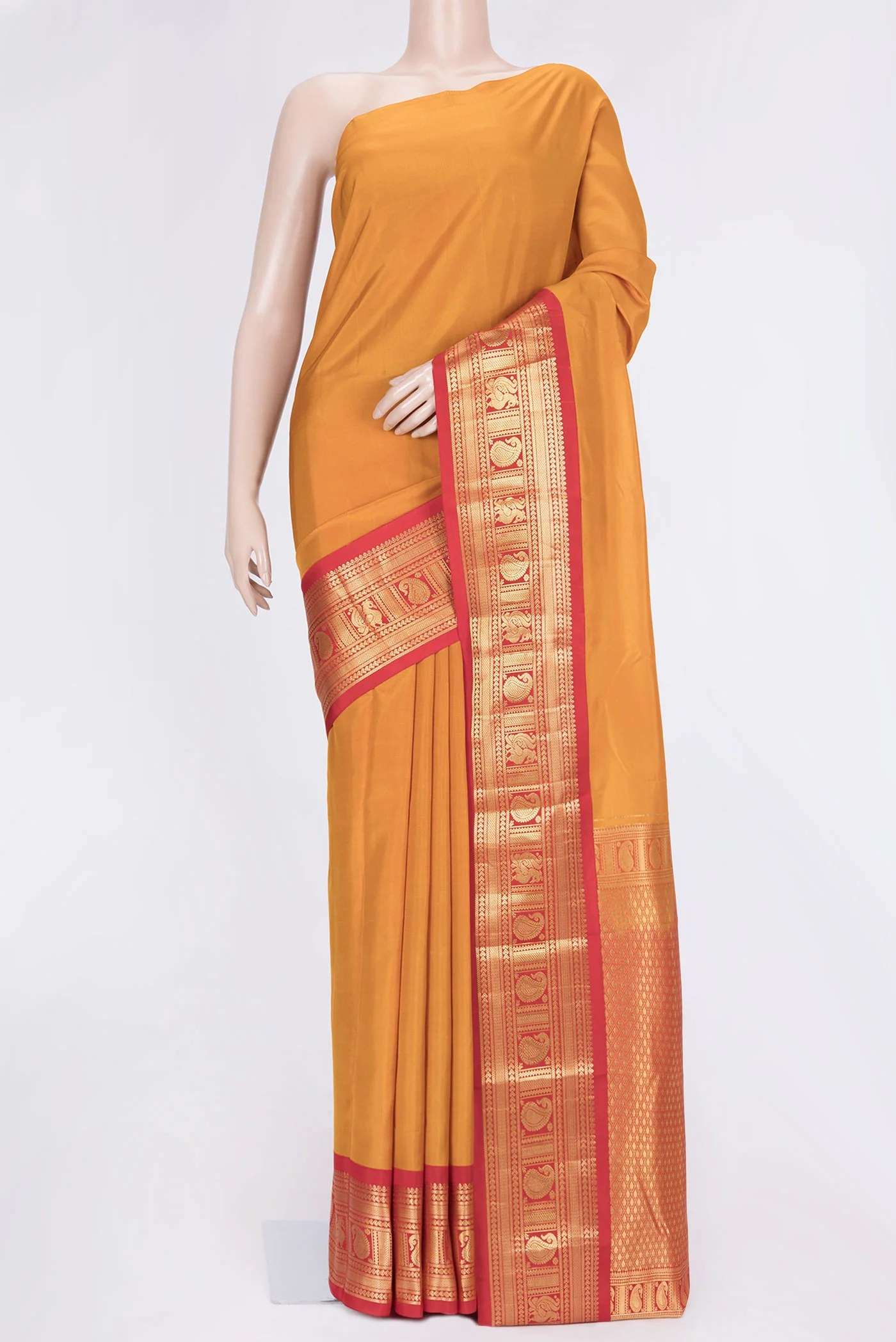 Mustard Kanchipuram Silk Saree