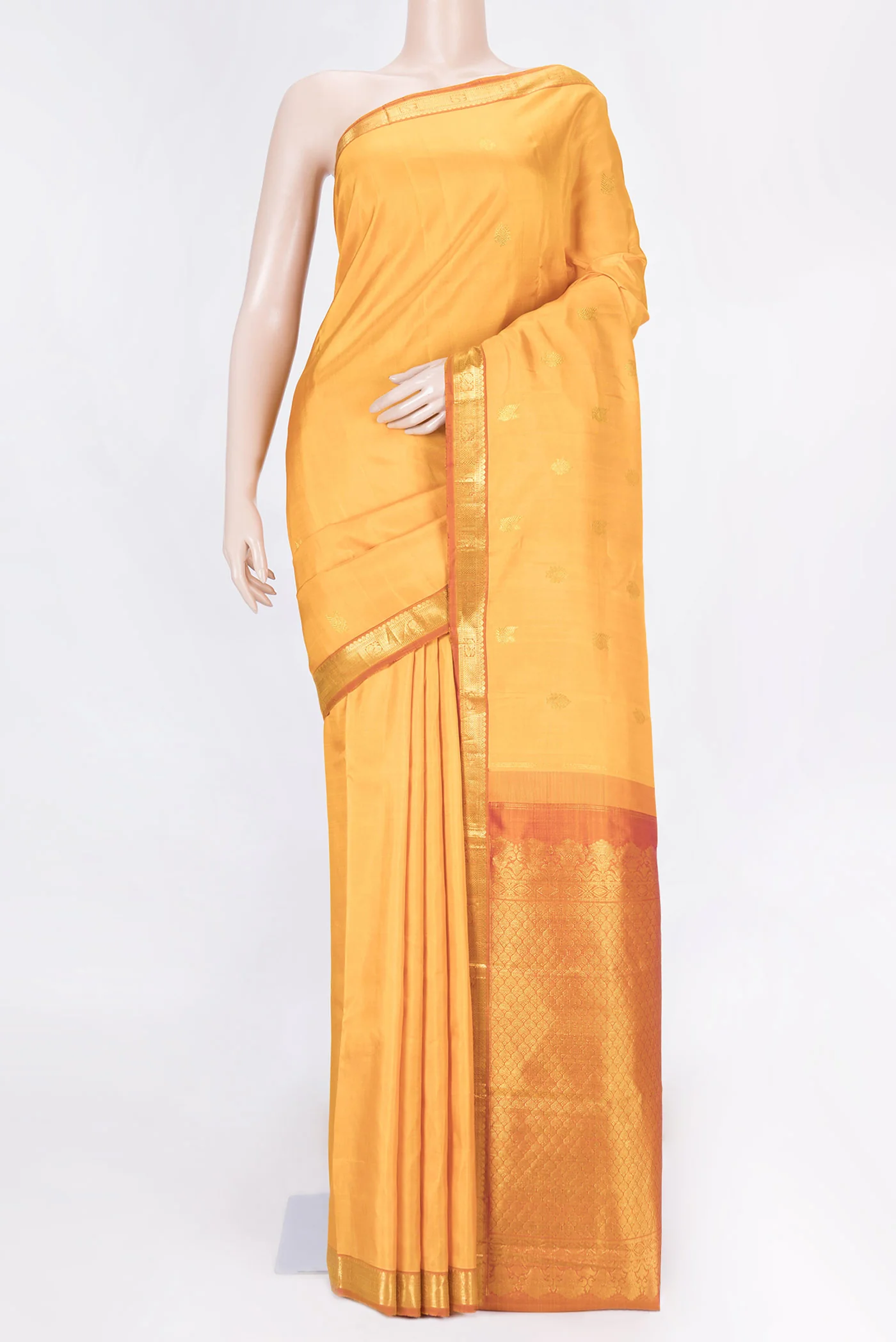 Mustard Dual Tone Kanchipuram Saree