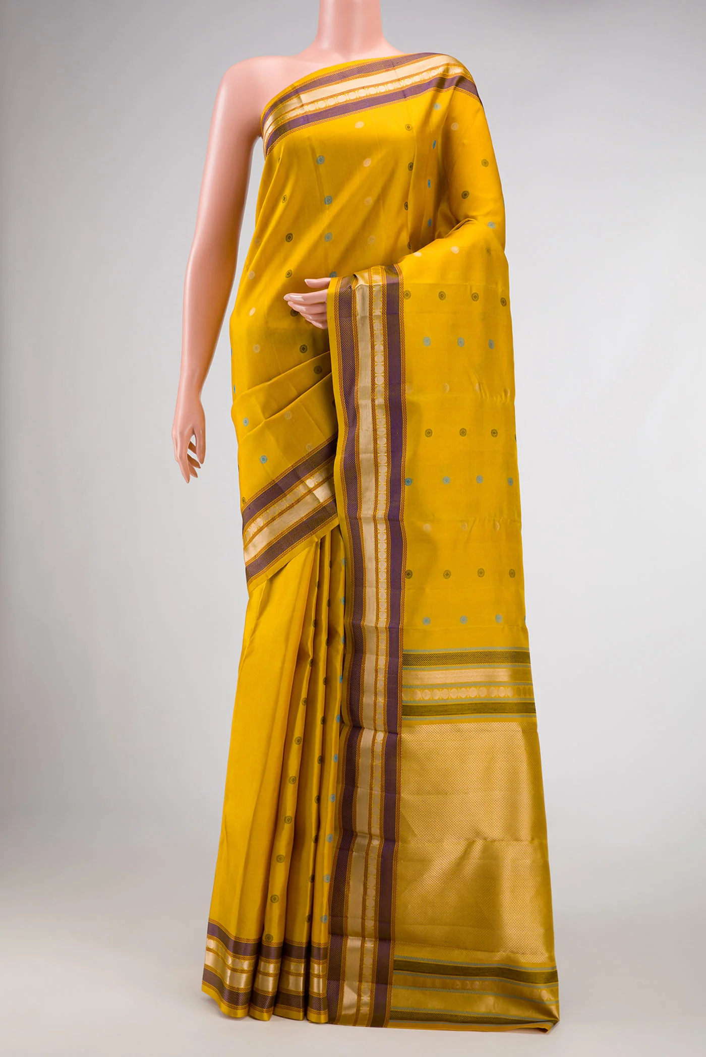 Mustard Kanchipuram Silk Saree