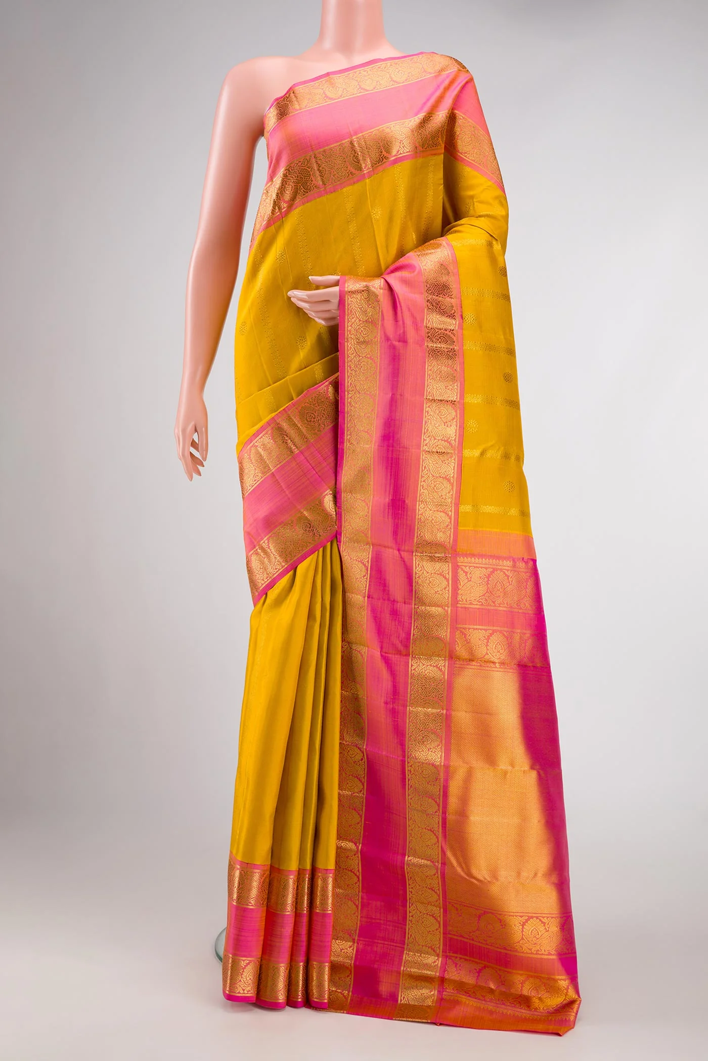 Mustard Kanchipuram Silk Saree