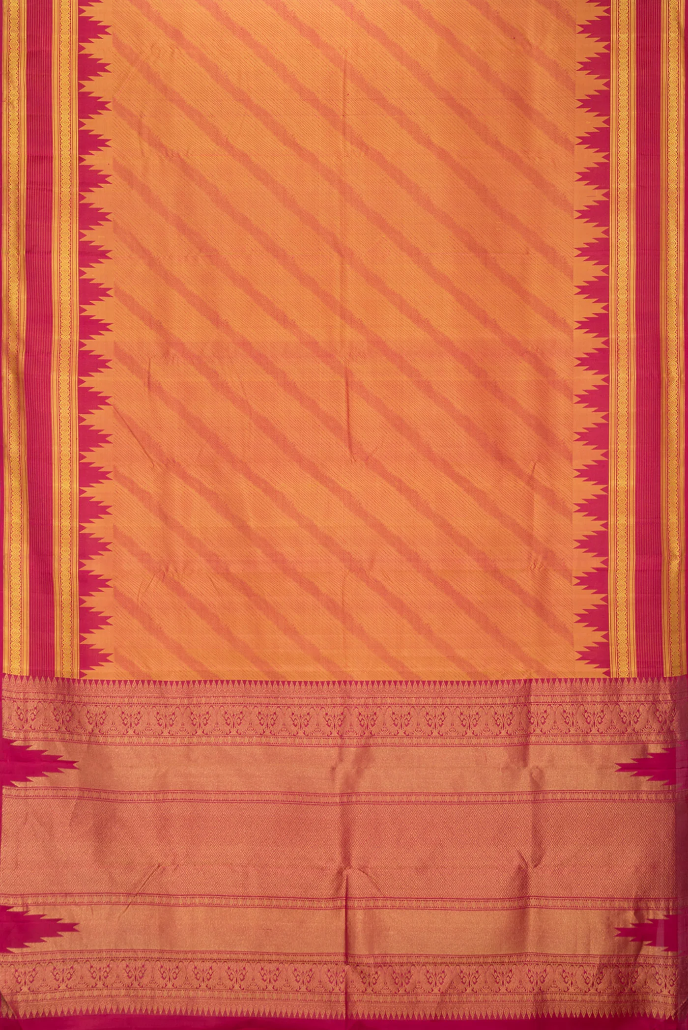 Mustard with Pink Color Kanchipuram Silk Saree - Image 6