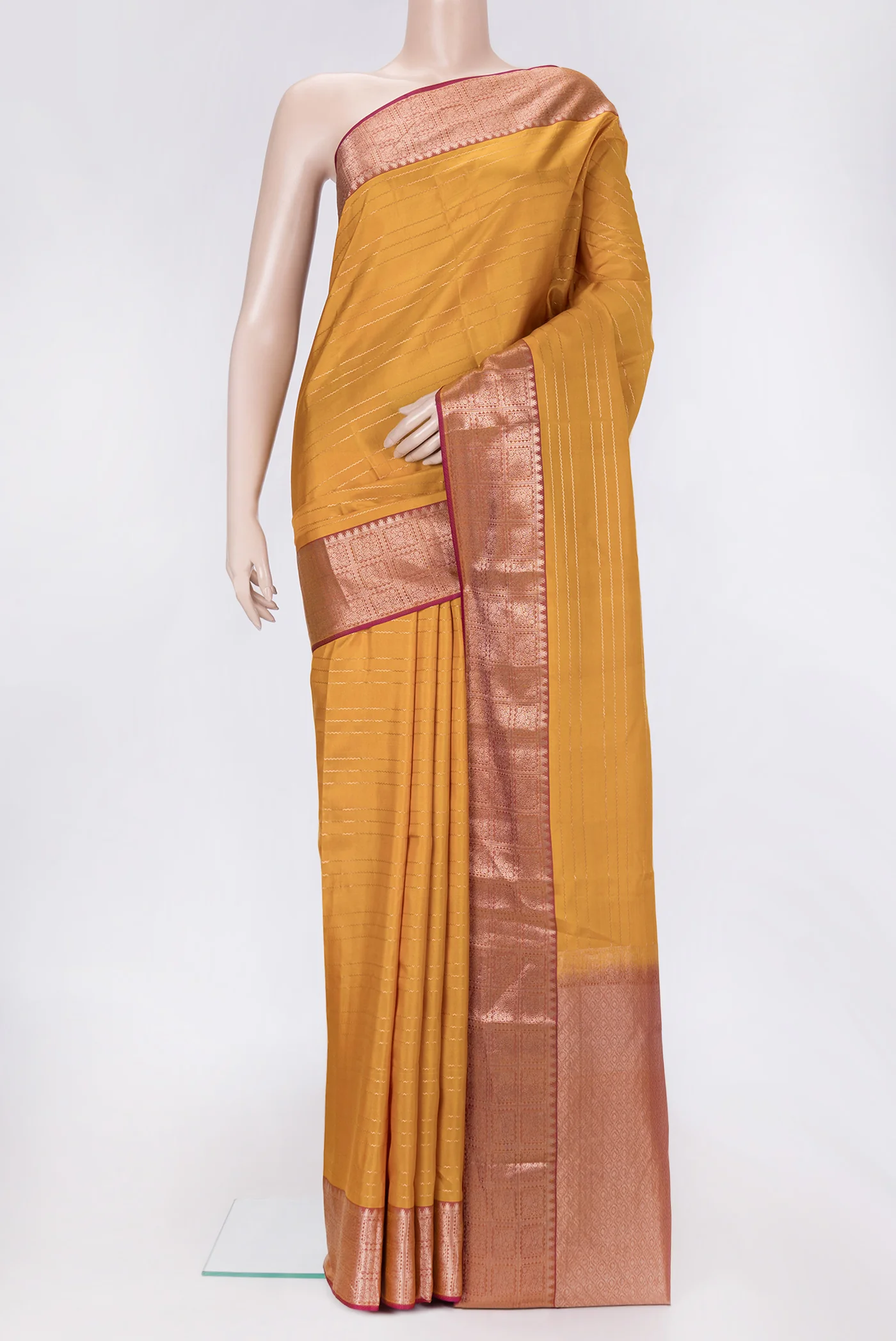 Mustard Kanchipuram Silk Saree