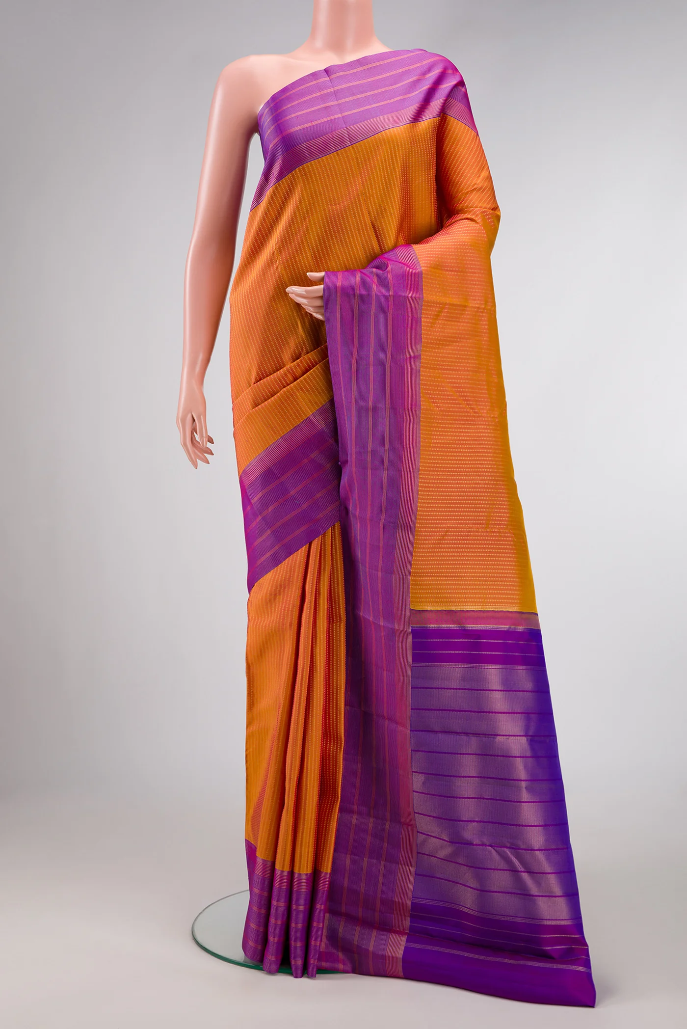 Mustard Dual Tone Kanchipuram Silk Saree