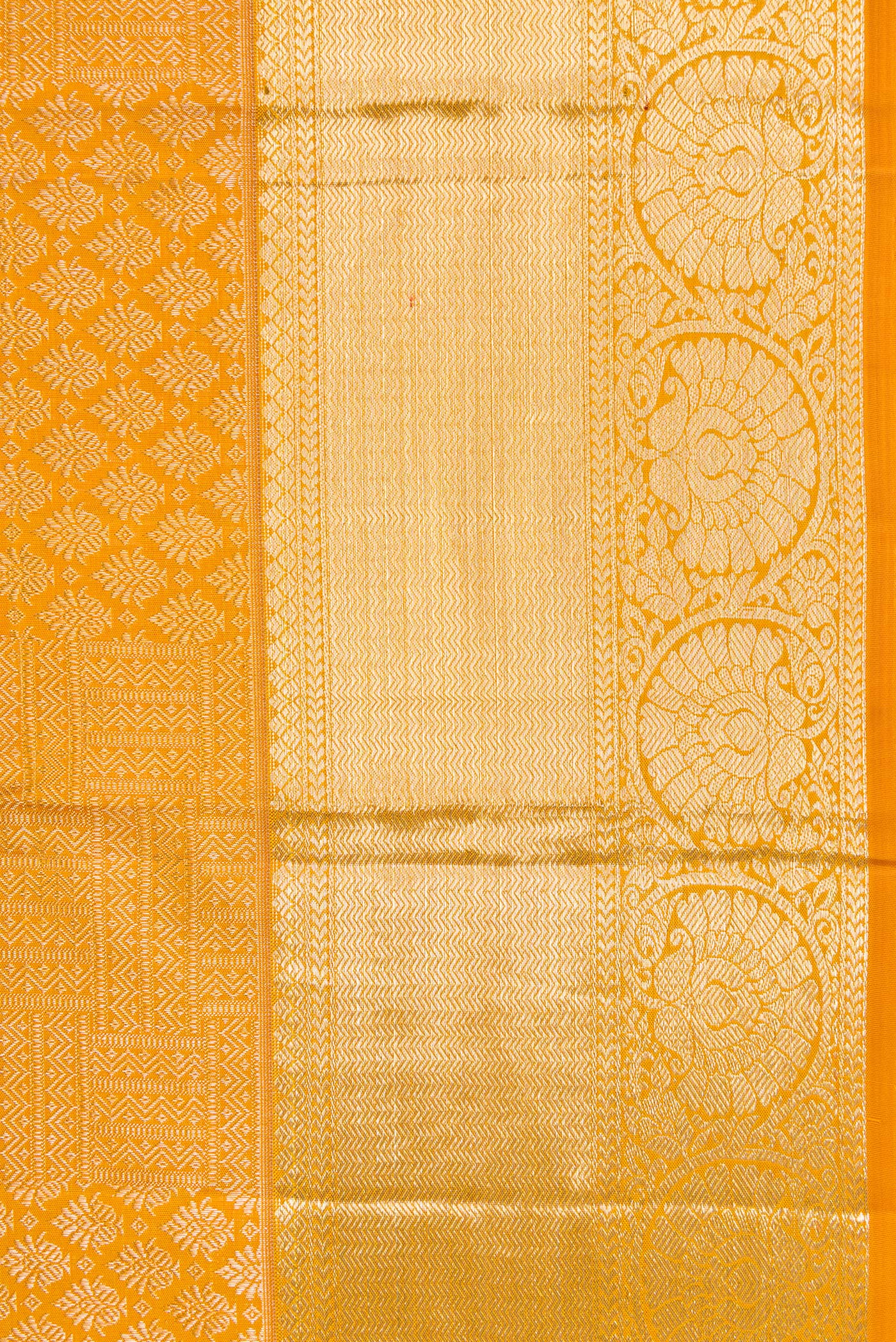 Mustard Kanchipuram Silk Saree - Image 3