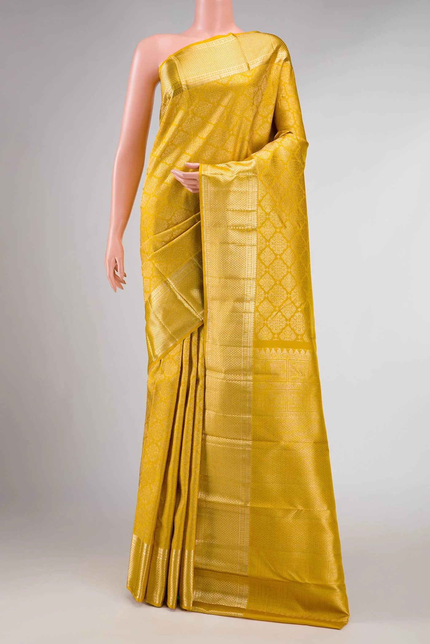 Mustard Dual Tone Kanchipuram Silk Saree