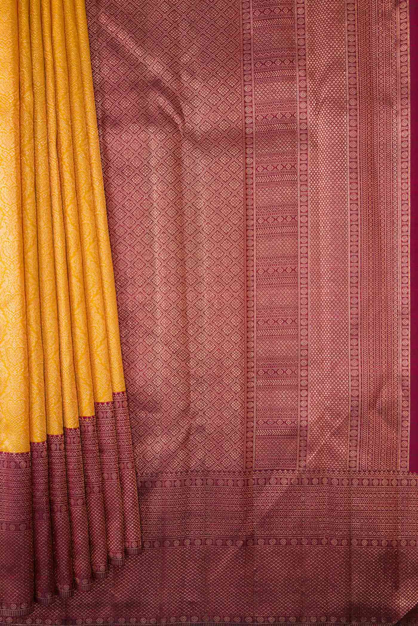 Mustard Dual Tone Kanchipuram Silk Saree - Image 4