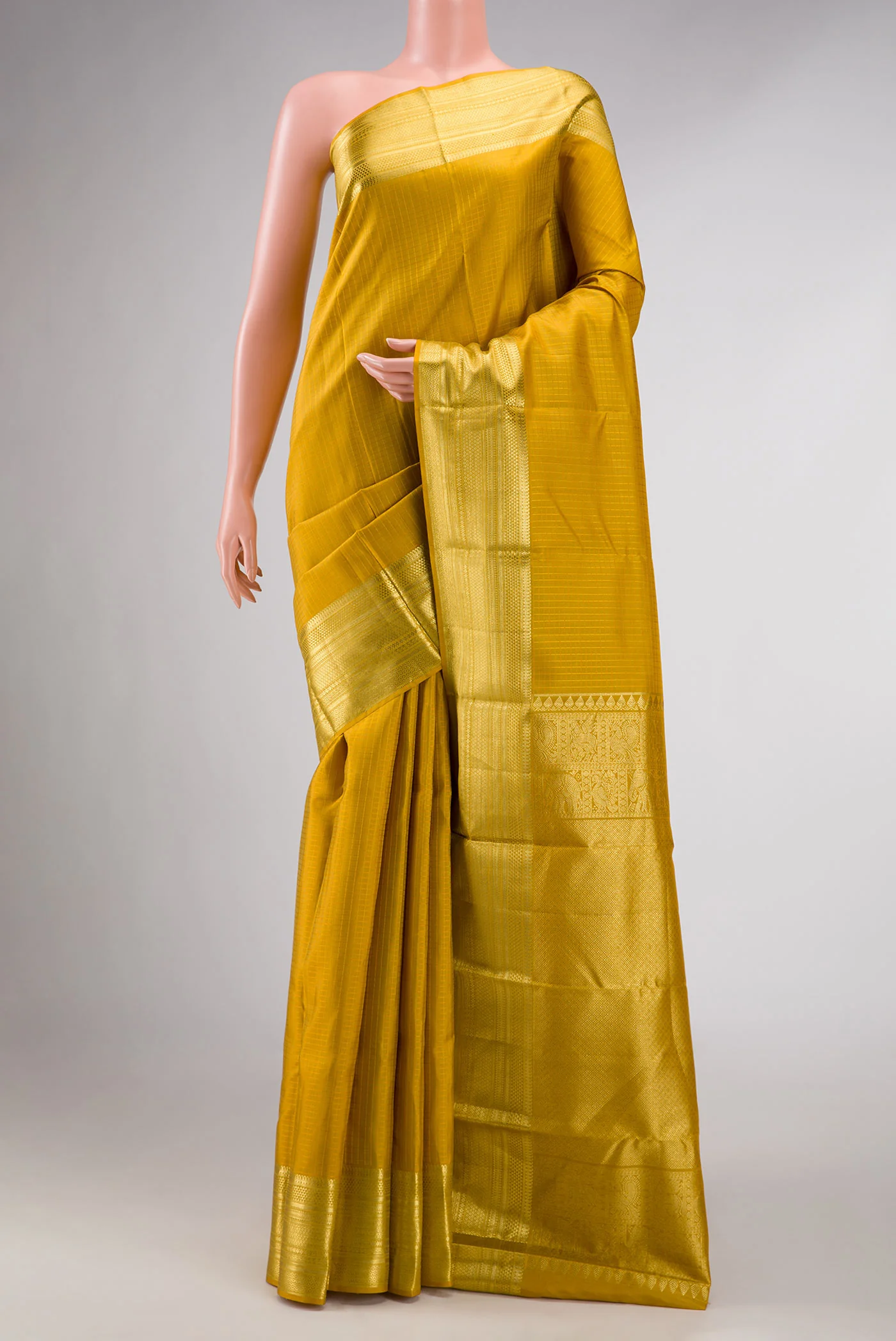 Mustard Dual Tone Kanchipuram Silk Saree