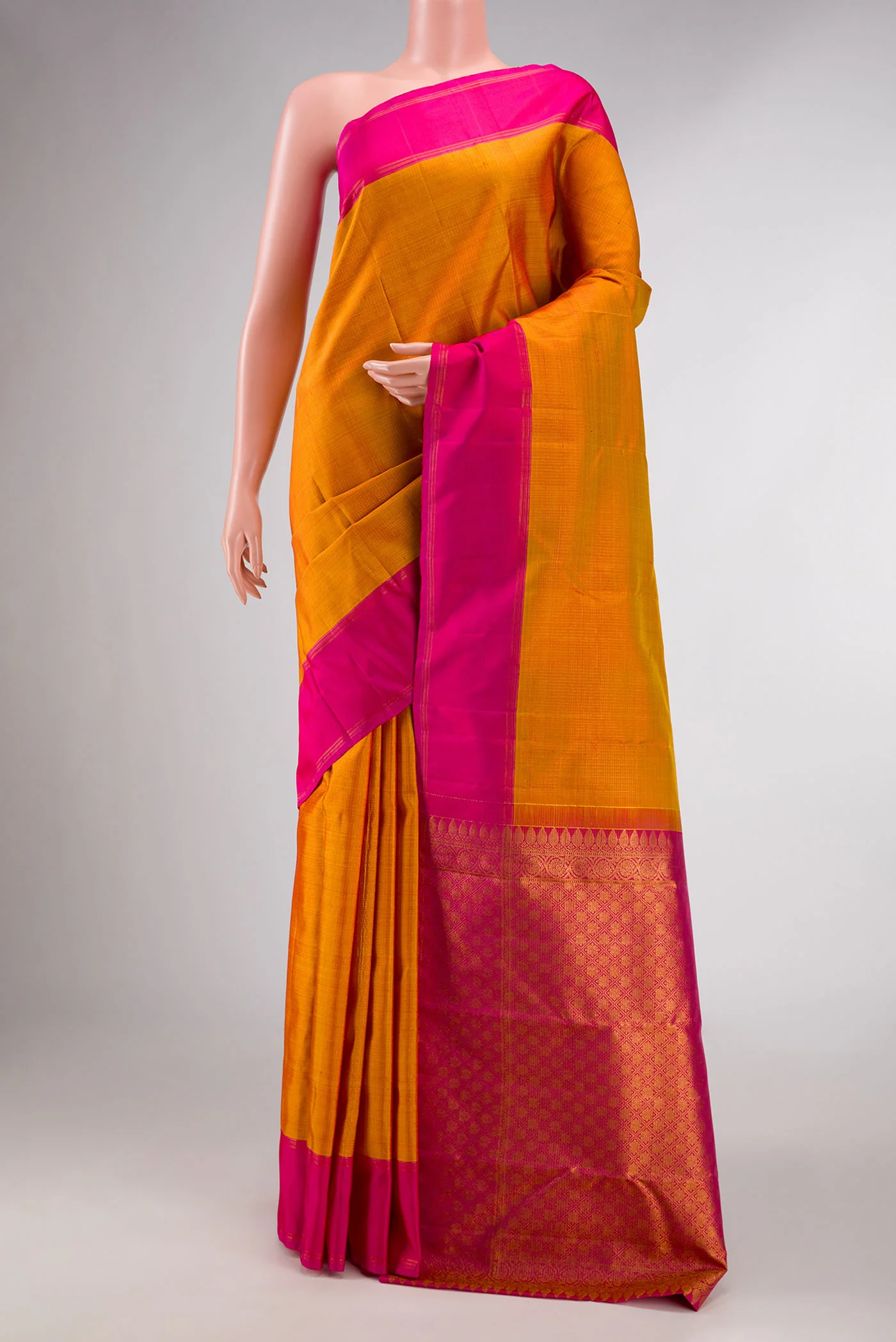 Mustard Dual Tone Kanjivaram Silk Saree