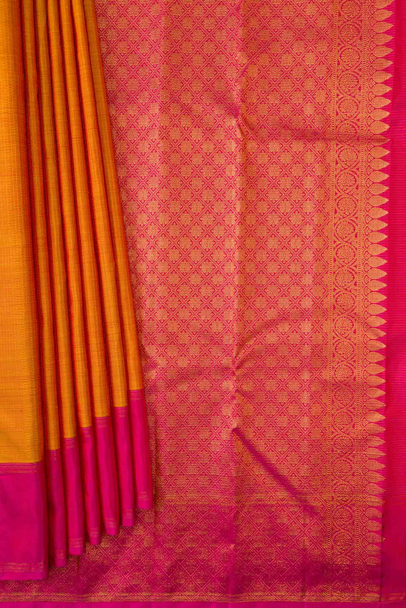 Mustard Dual Tone Kanjivaram Silk Saree - Image 4