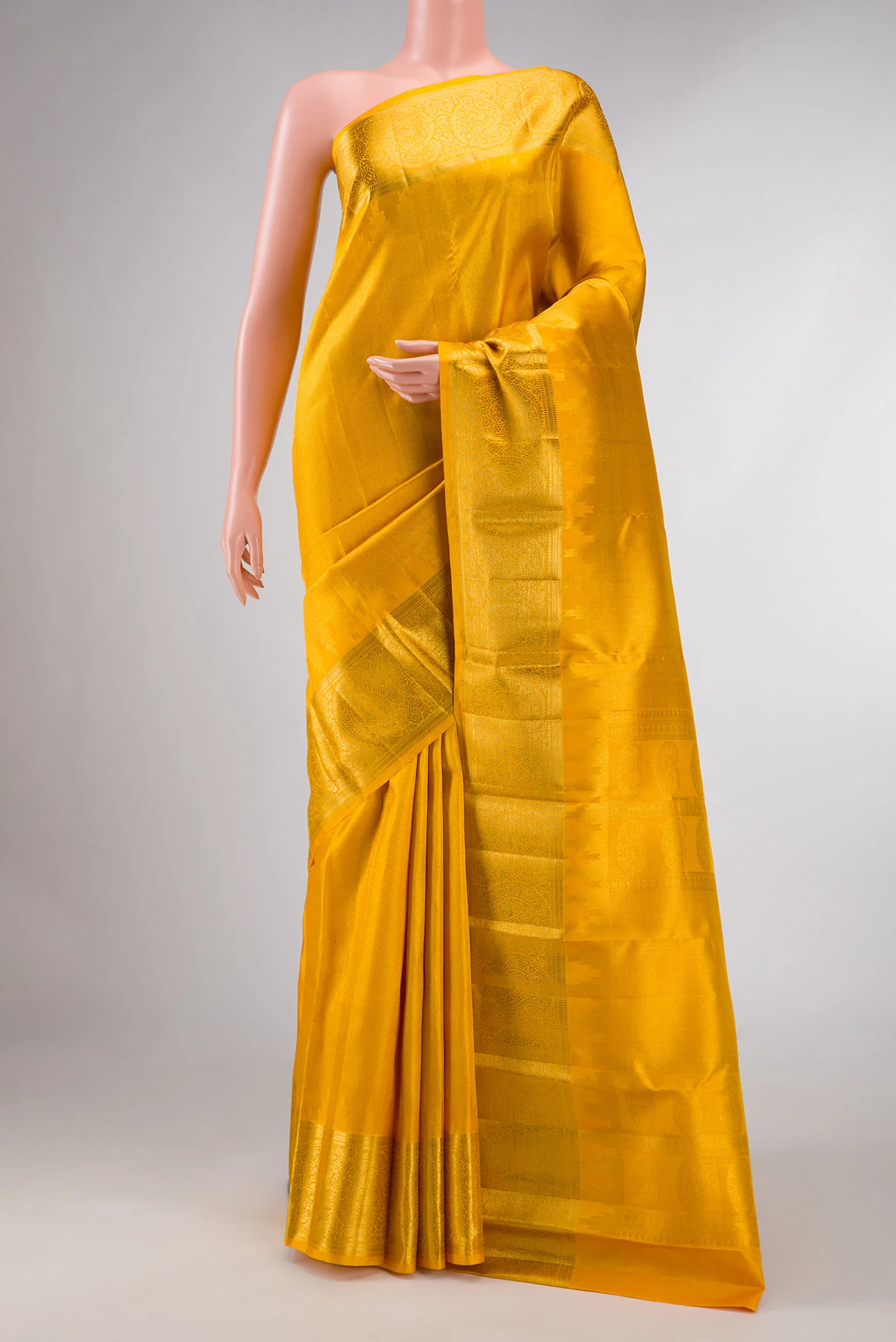 Mustard Dual Tone Kanchipuram Silk Saree