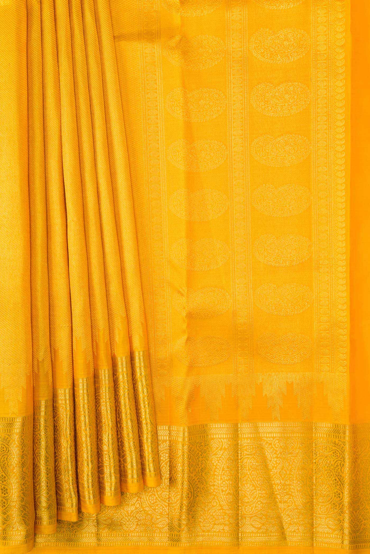 Mustard Dual Tone Kanchipuram Silk Saree - Image 3