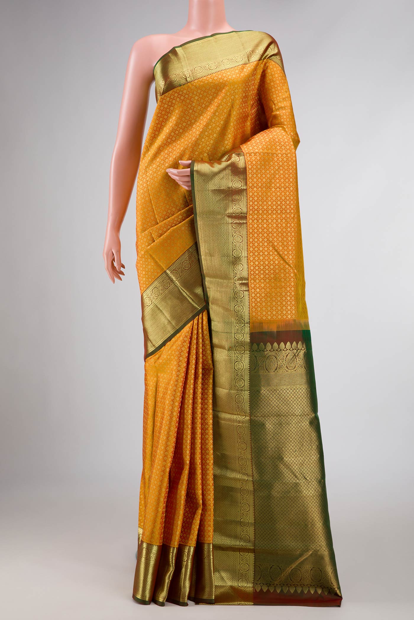 Mustard Dual Tone Kanjivaram Silk Saree