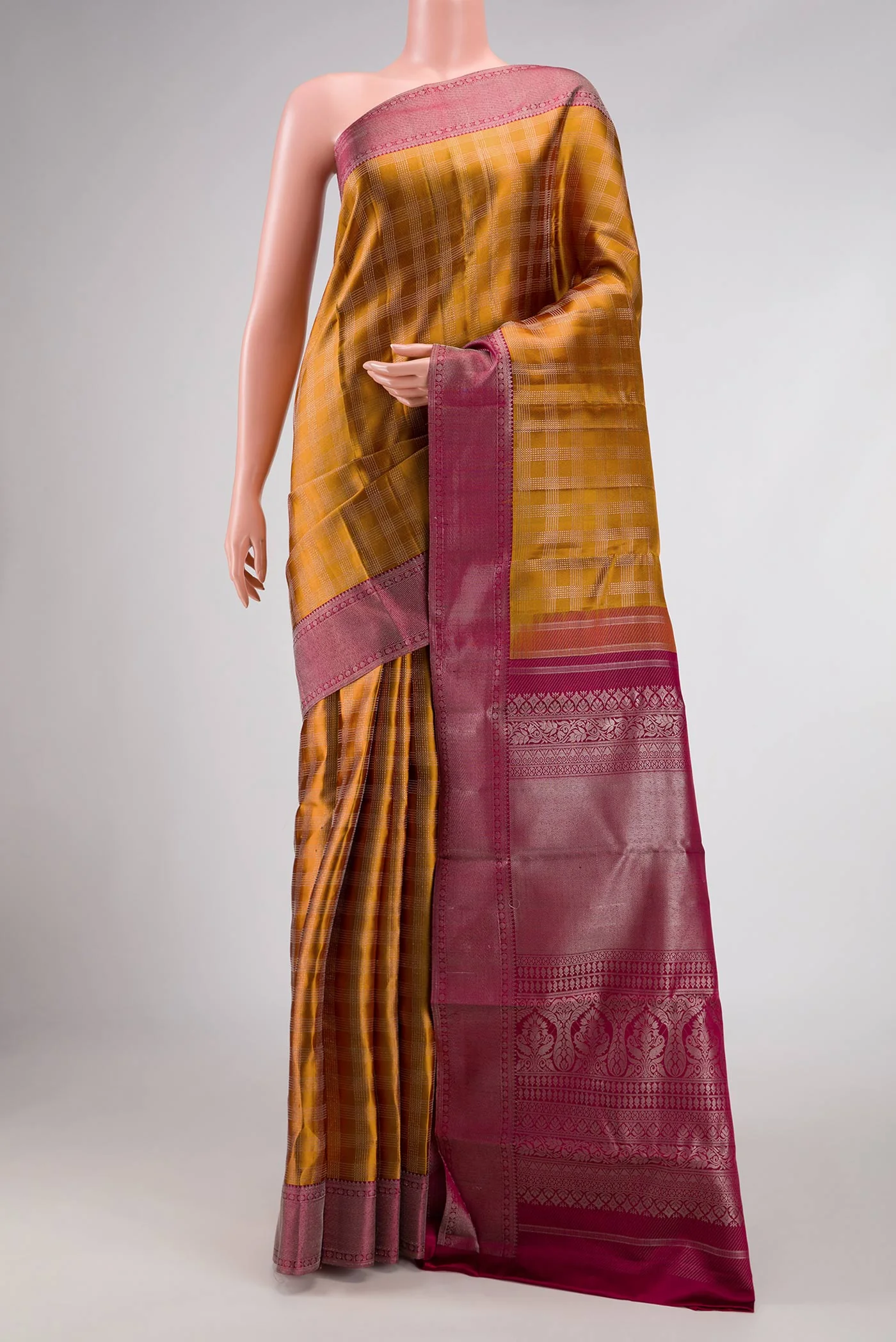 Mustard Dual Tone Kanjivaram Silk Saree