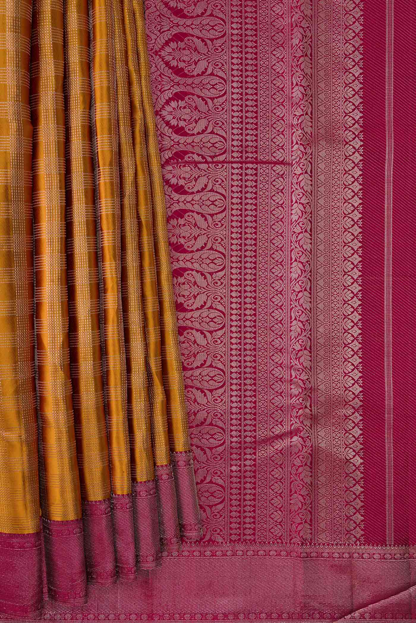 Mustard Dual Tone Kanjivaram Silk Saree - Image 4