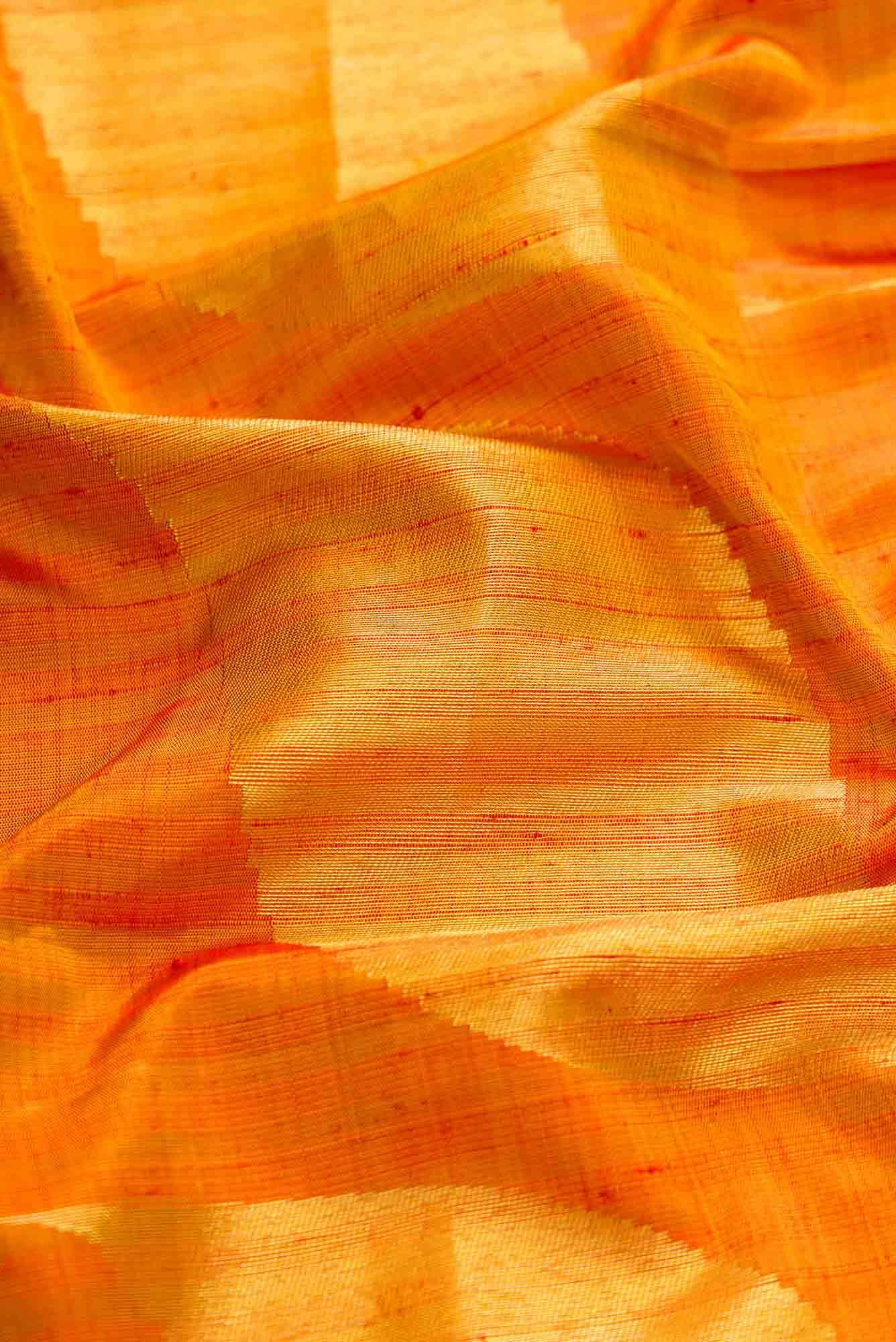 Mustard Dual Tone Kanchipuram Silk Saree - Image 3